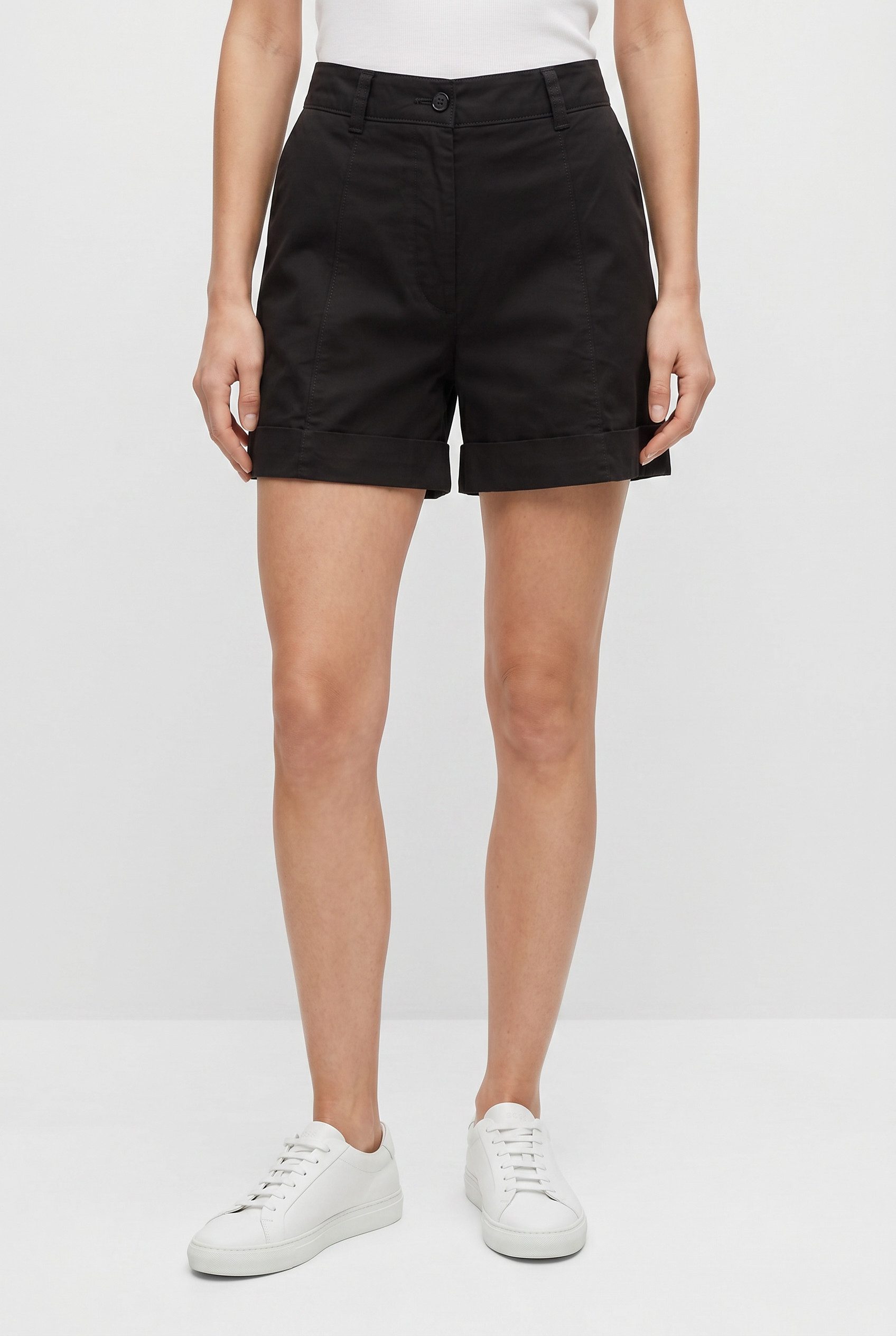 BOSS ORANGE Shorts Tanessa Premium Damenmode mit umgeschlagenem Saum, Baumwoll-Twill