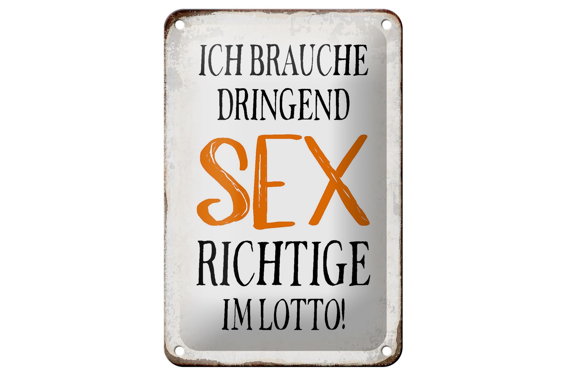 Femer GmbH Metallschild Spruch 12x18cm ich brauche dringend Sex, (1 St), gewölbte Oberfläche, abgerundete Ecken, umgeschlagene Kanten