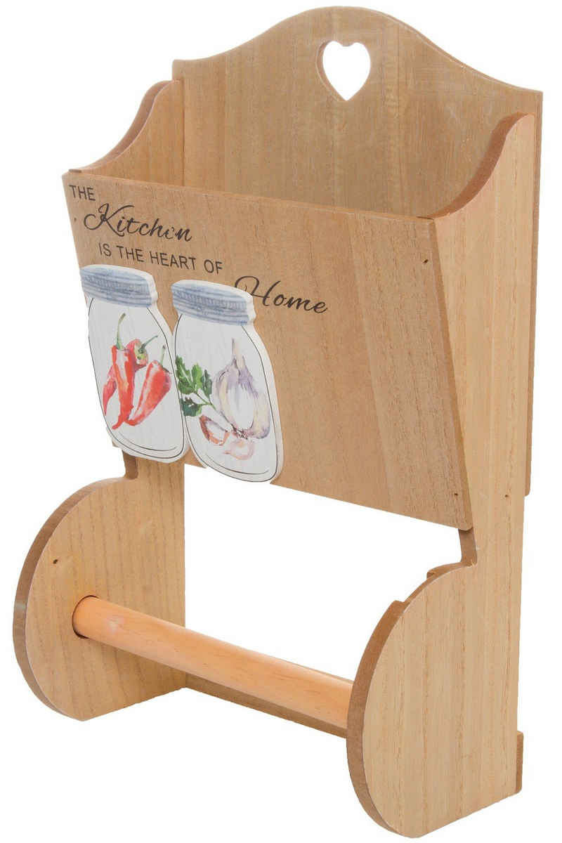 elbmöbel Küchenregal Küchenrollenhalter Gewürzregal, Wandregal: Küchen Organizer 23x35x12 cm holz bemalt Bauernhaus