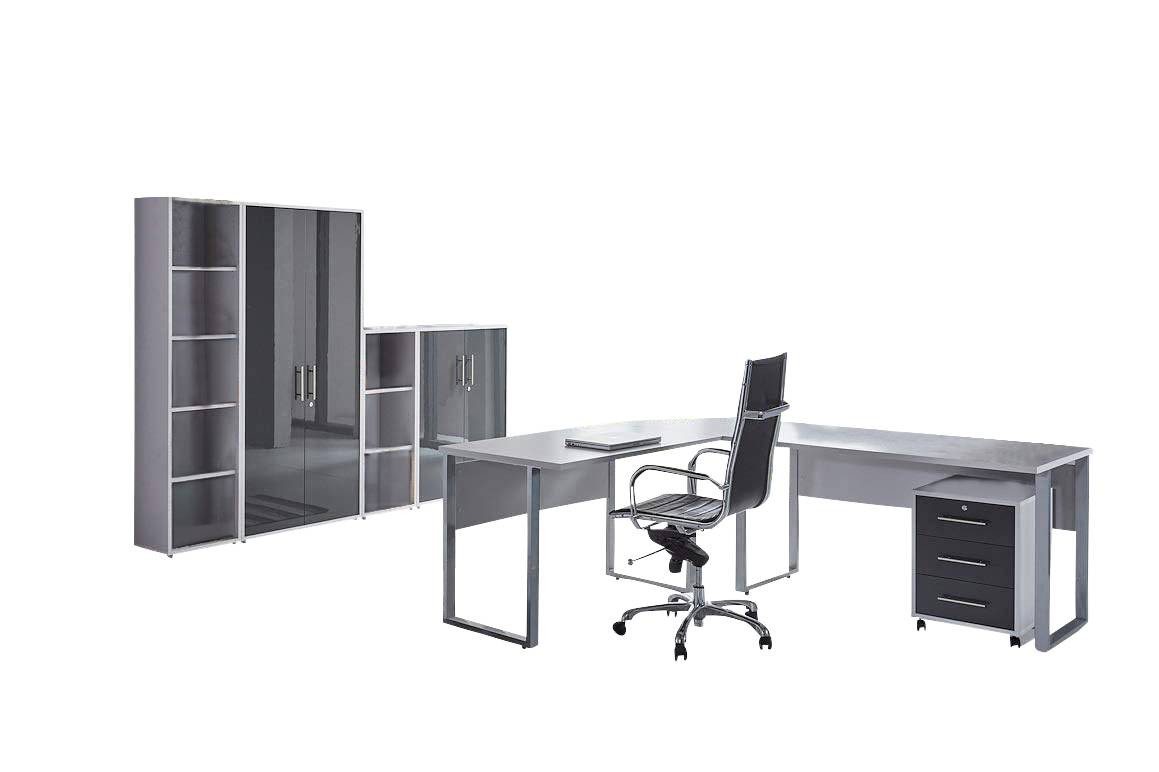 BMG Möbel Büromöbel-Set Office Edition, (Büroset, 6 tlg), Rollcontainer und Aktenschrank abschließbar