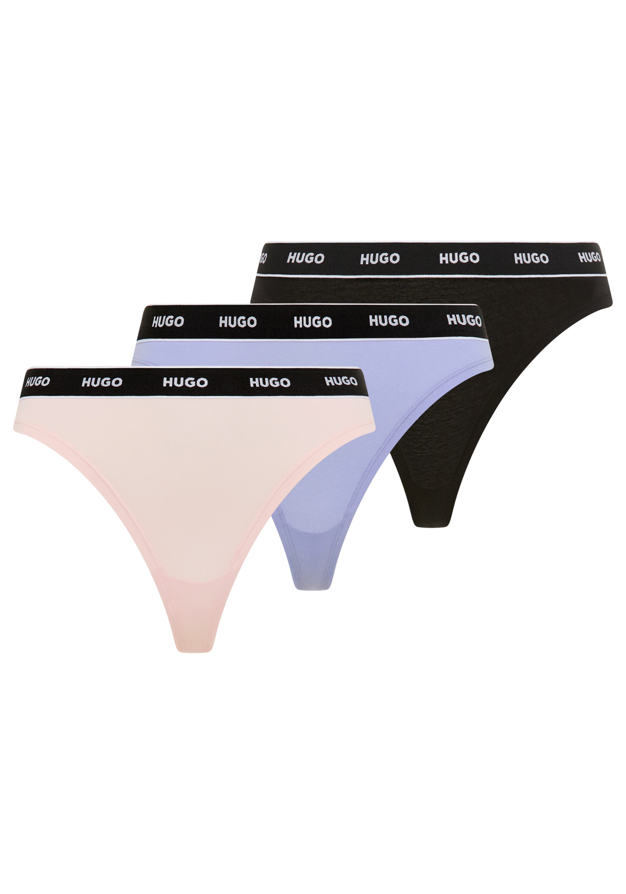 HUGO String TRIPLET THONG STRIPE elastischer Bund mit Logo, enganliegend