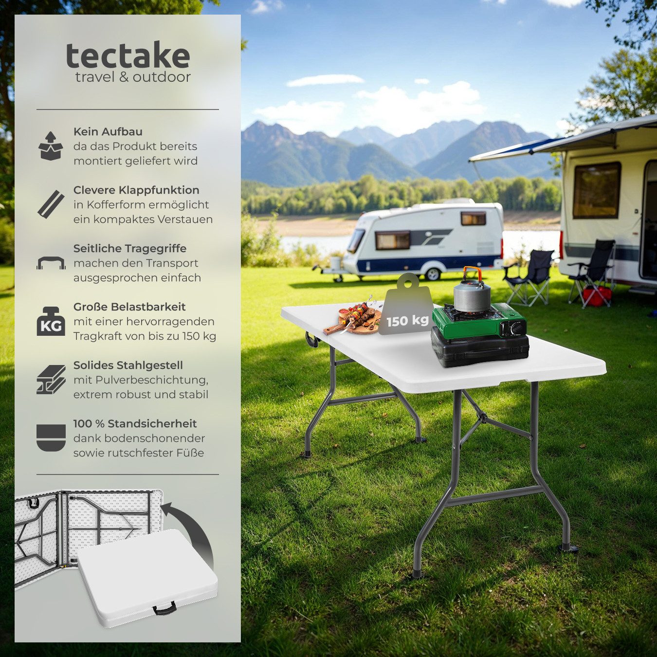 tectake Campingtisch (1-St., 1 tlg), Einfach Auf- und Abbaubar günstig online kaufen