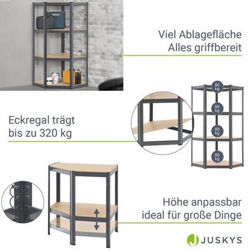 Juskys Eckregal Corner Easy, 1-tlg., 4 Einlegeböden mit bis zu 320 kg Tragkraft.