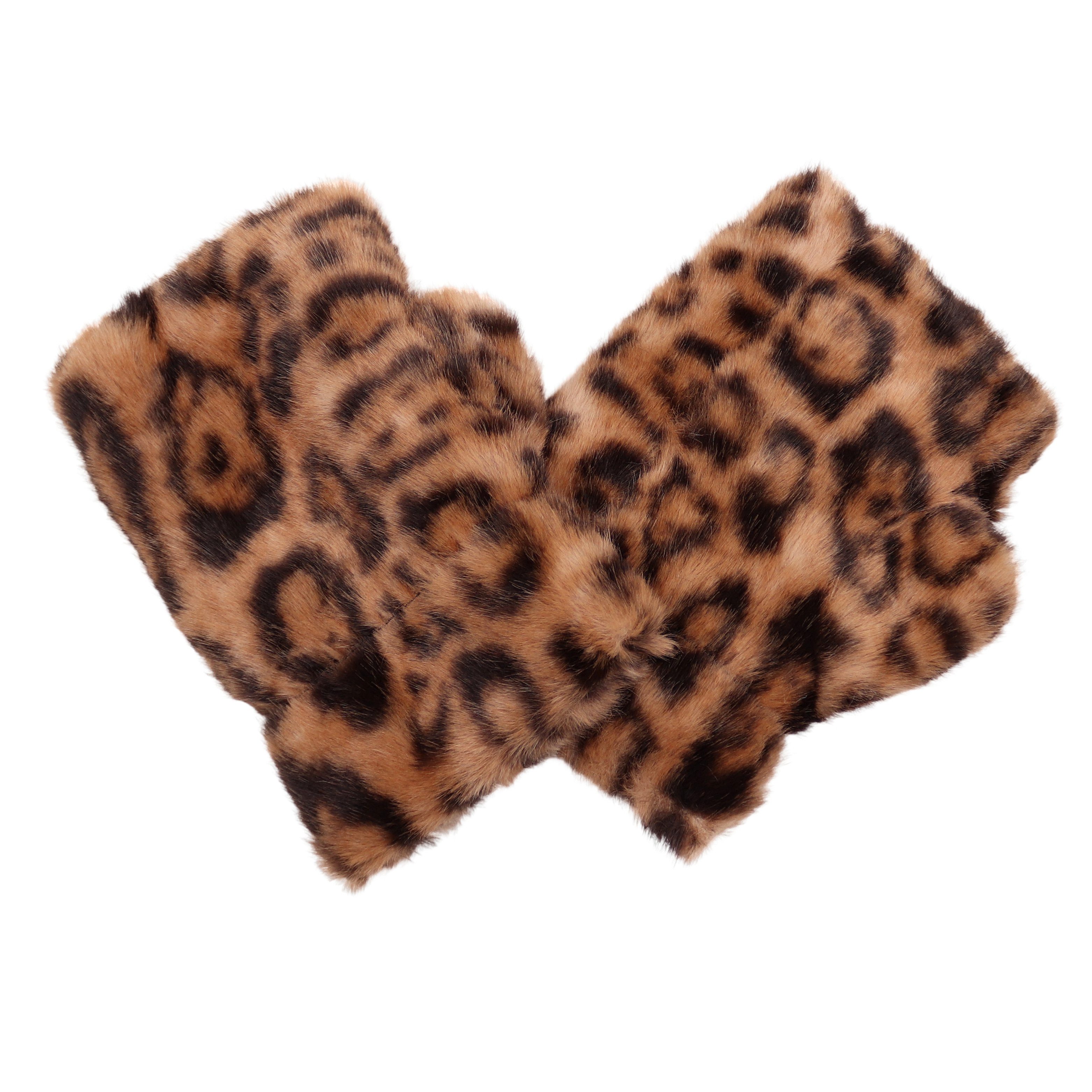 MIRROSI Fleecehandschuhe Damen Fingerlose Handschuhe aus Kunstfell mit Leopardenmuster weiche Plüsch-Handstulpen, gefüttert Leo-Look, …