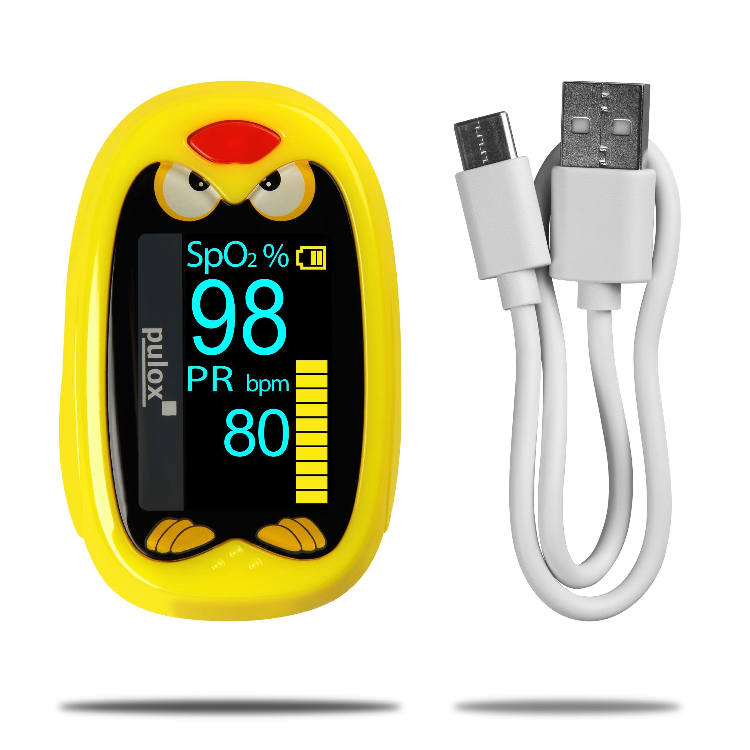pulox Pulsoximeter PO-210B für Kinder - Akkubetriebenes Kinderoximeter mit Warnfunktion