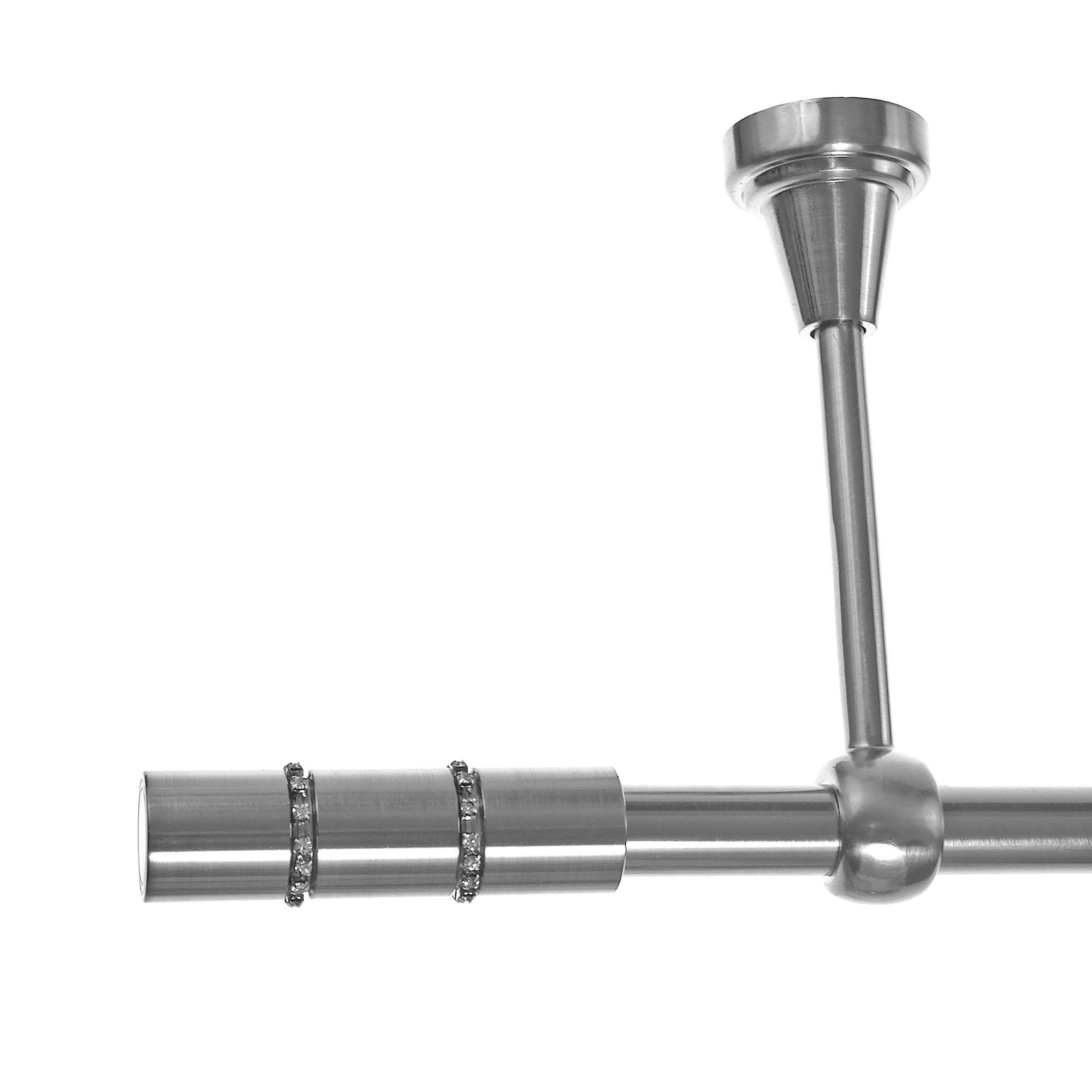 BASIT Gardinenstange Rohr Edelstahloptik 16 mm mit Deckenträgern 360 cm E26, Ø 16 mm, 1-läufig, verschraubt, Metall, D14 360 cm E26 Kristall