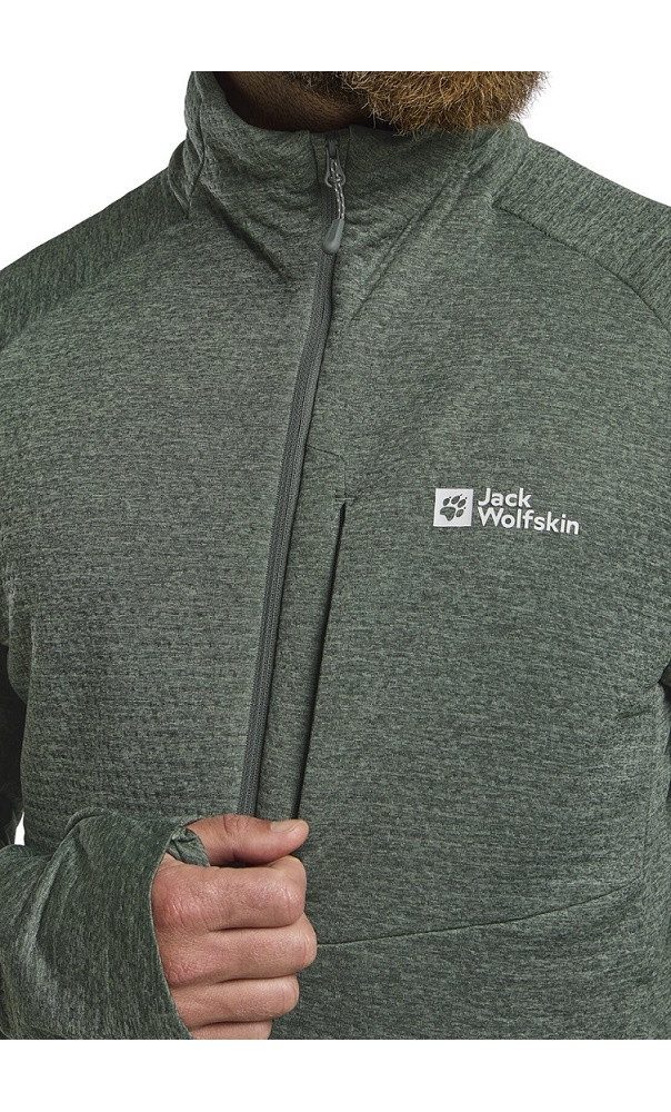 Jack Wolfskin Fleecejacke Taiga Full Zip (elastische Bünd) grün Herren – Bild 5 von 5