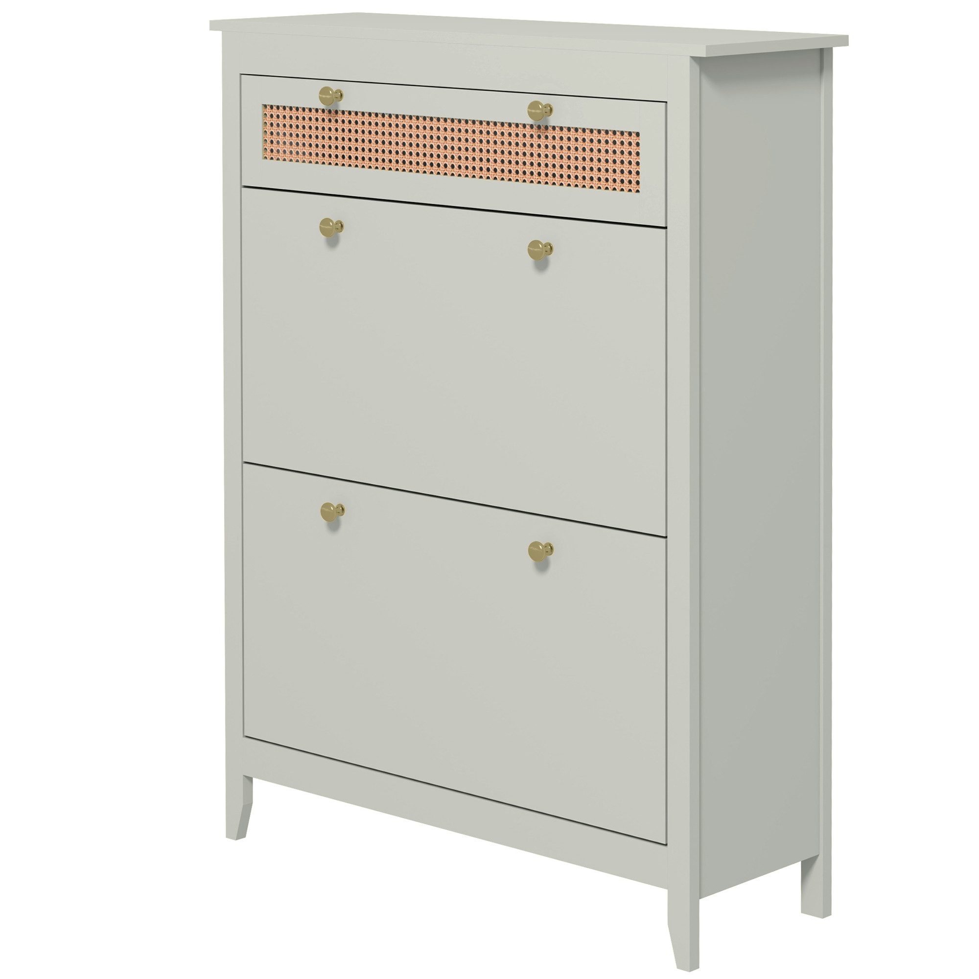 furnicato Schuhregal Schuhschrank 12 Paar, 1 ausziehbare & 2 Flip-Schubladen, 88x, 1-tlg.