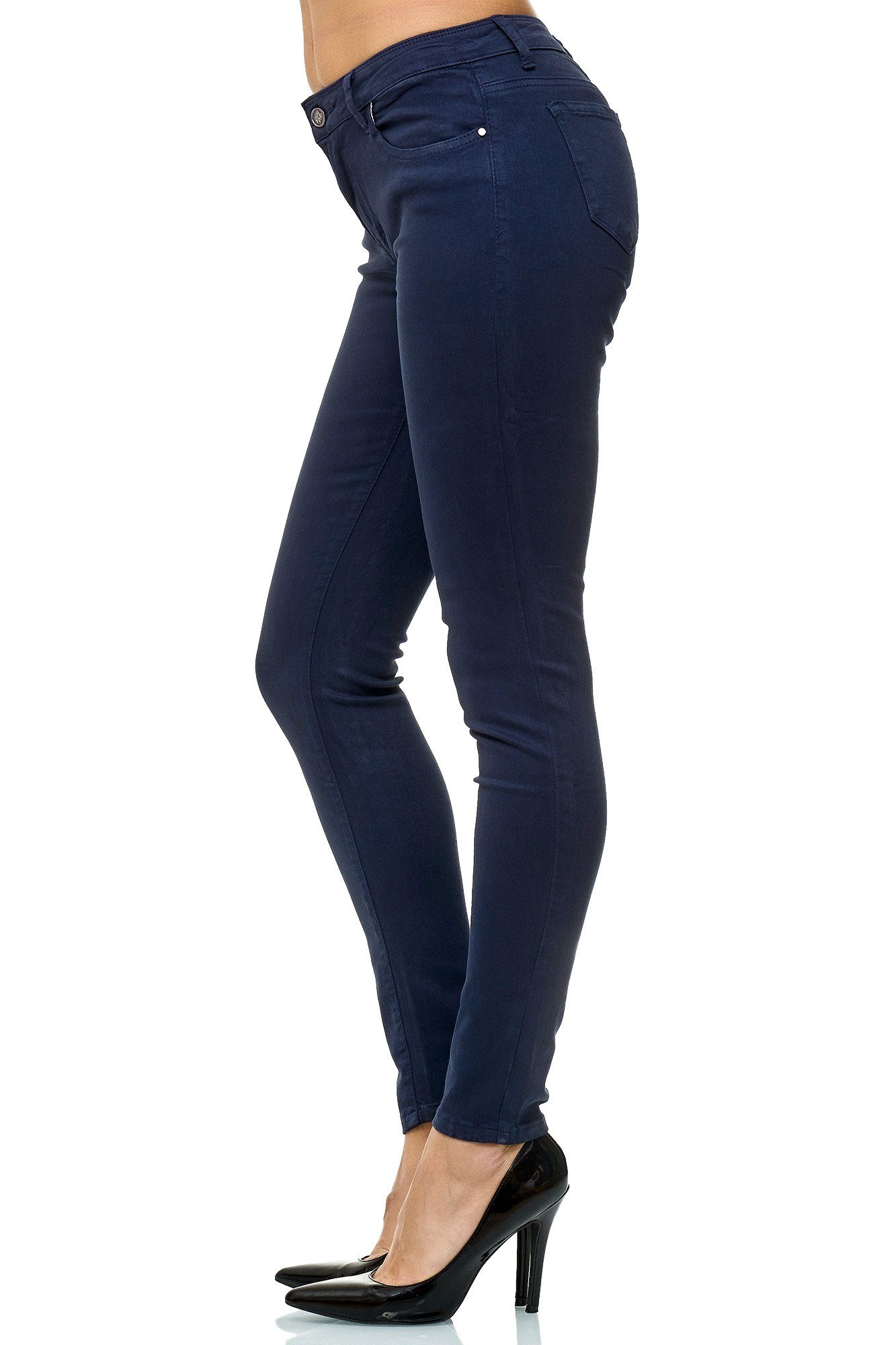 Skinny Elara Hose Elastisch (1-tlg) Skinny-fit-Jeans Stretch Damen Elara Dunkelblau Jeans