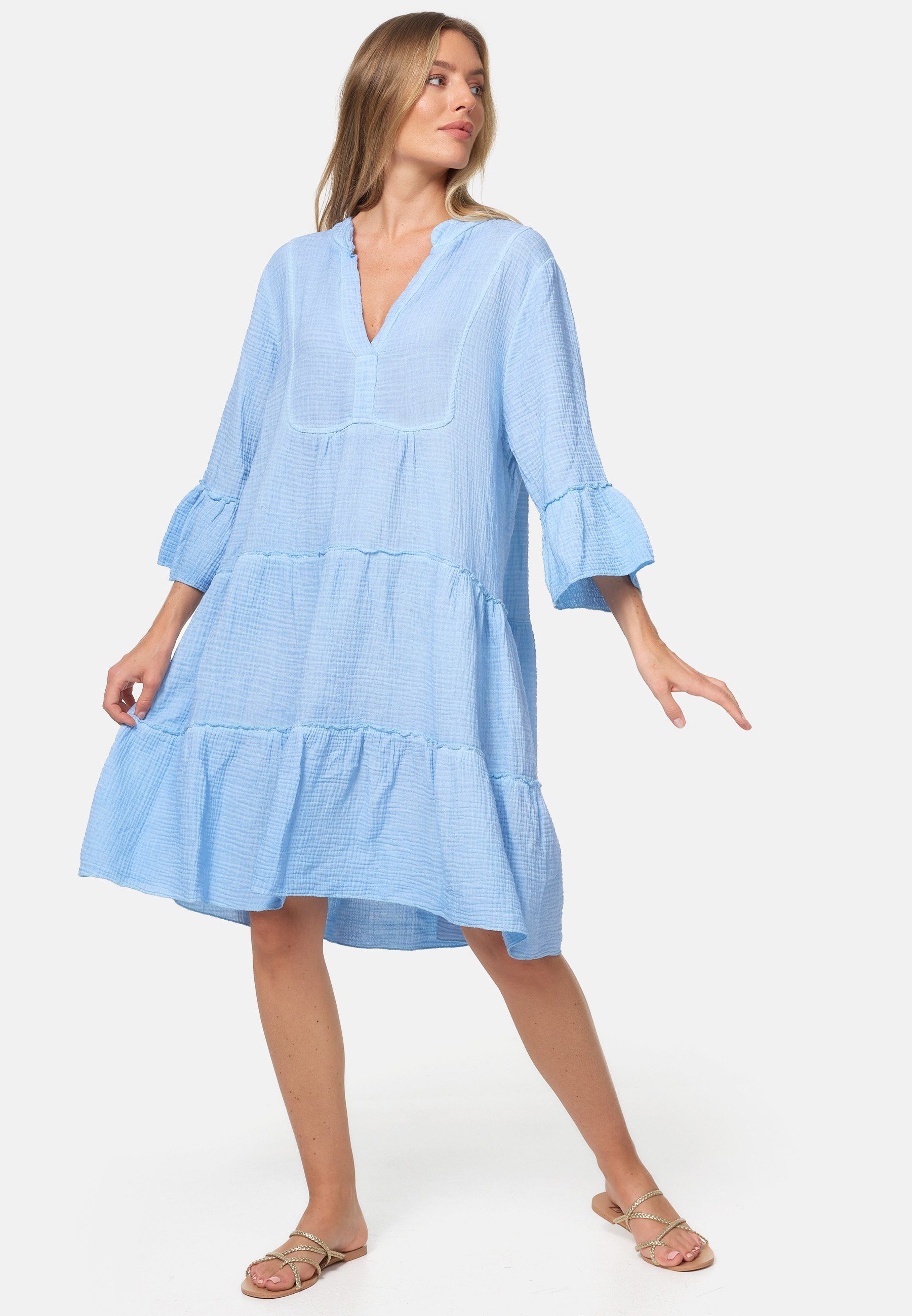 Rayshyne Sommerkleid PM39 (Leichtes Sommer Minikleid aus Musselin mit Rüsch günstig online kaufen