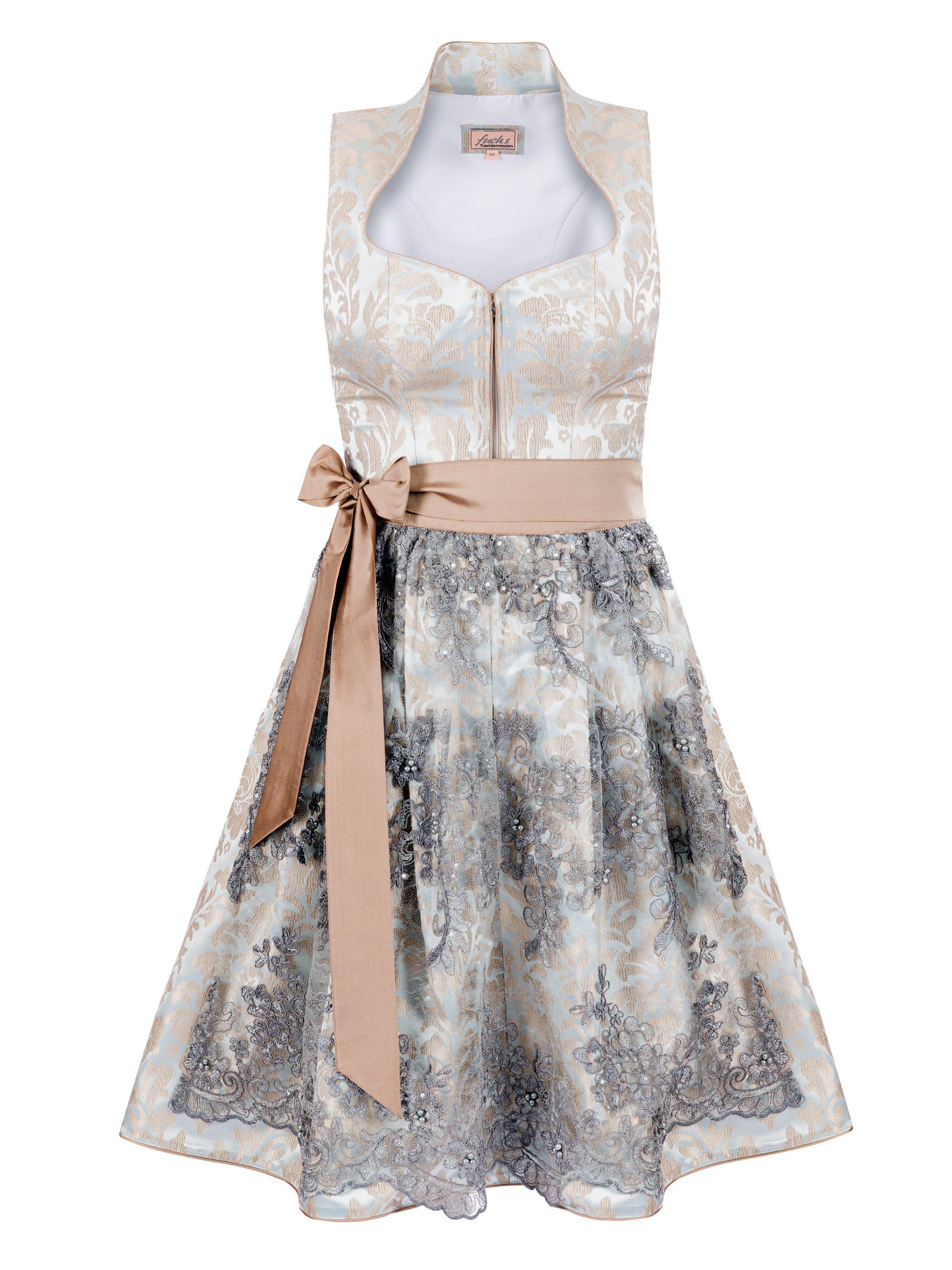 TRACHTEN24.DE Dirndl Midi Dirndl Susi beige (2-tlg) Rockteil 65cm mehr