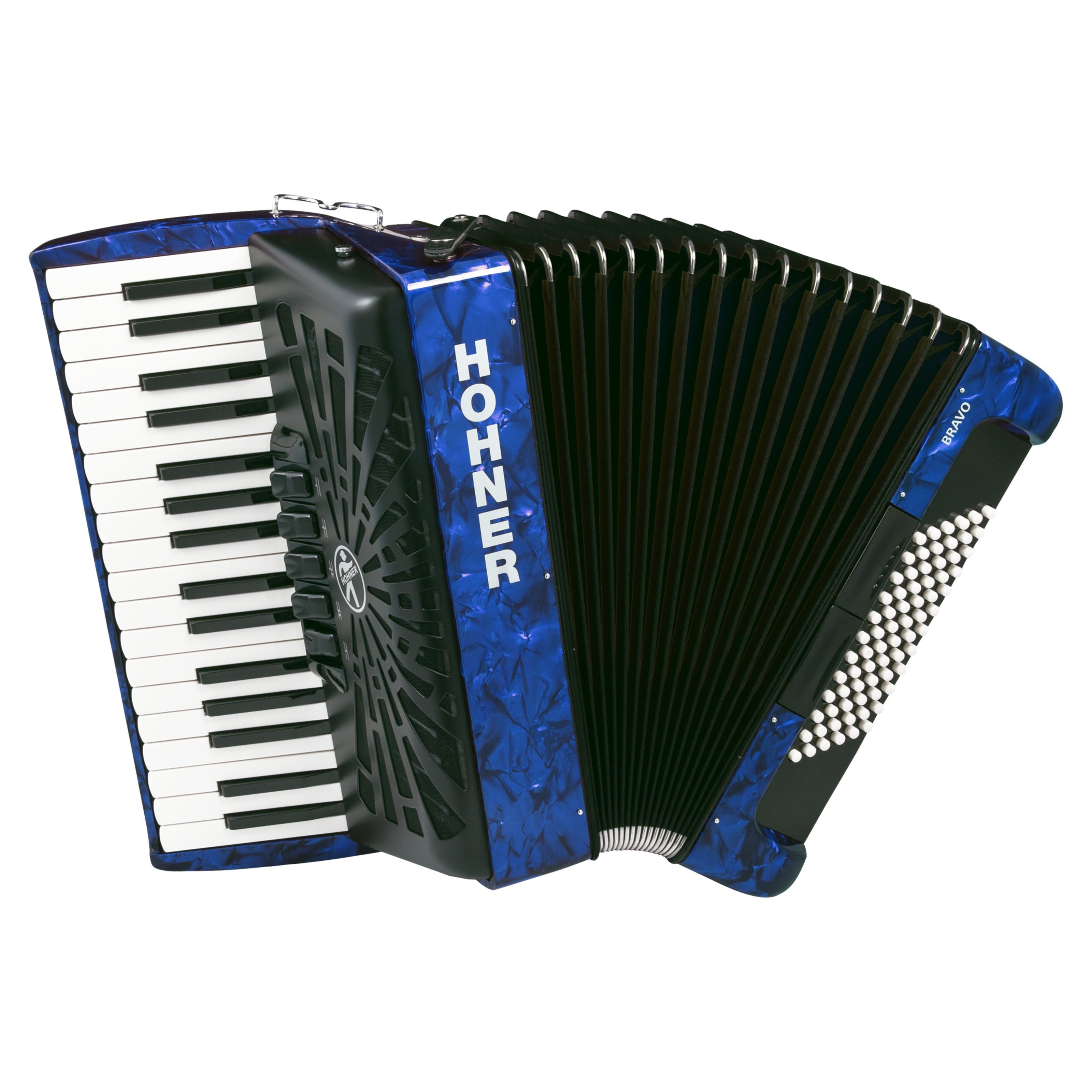 Hohner Knopf-Akkordeon (Akkordeons, Akustische Akkordeons), Bravo III 72 blue silent key - Akkordeon