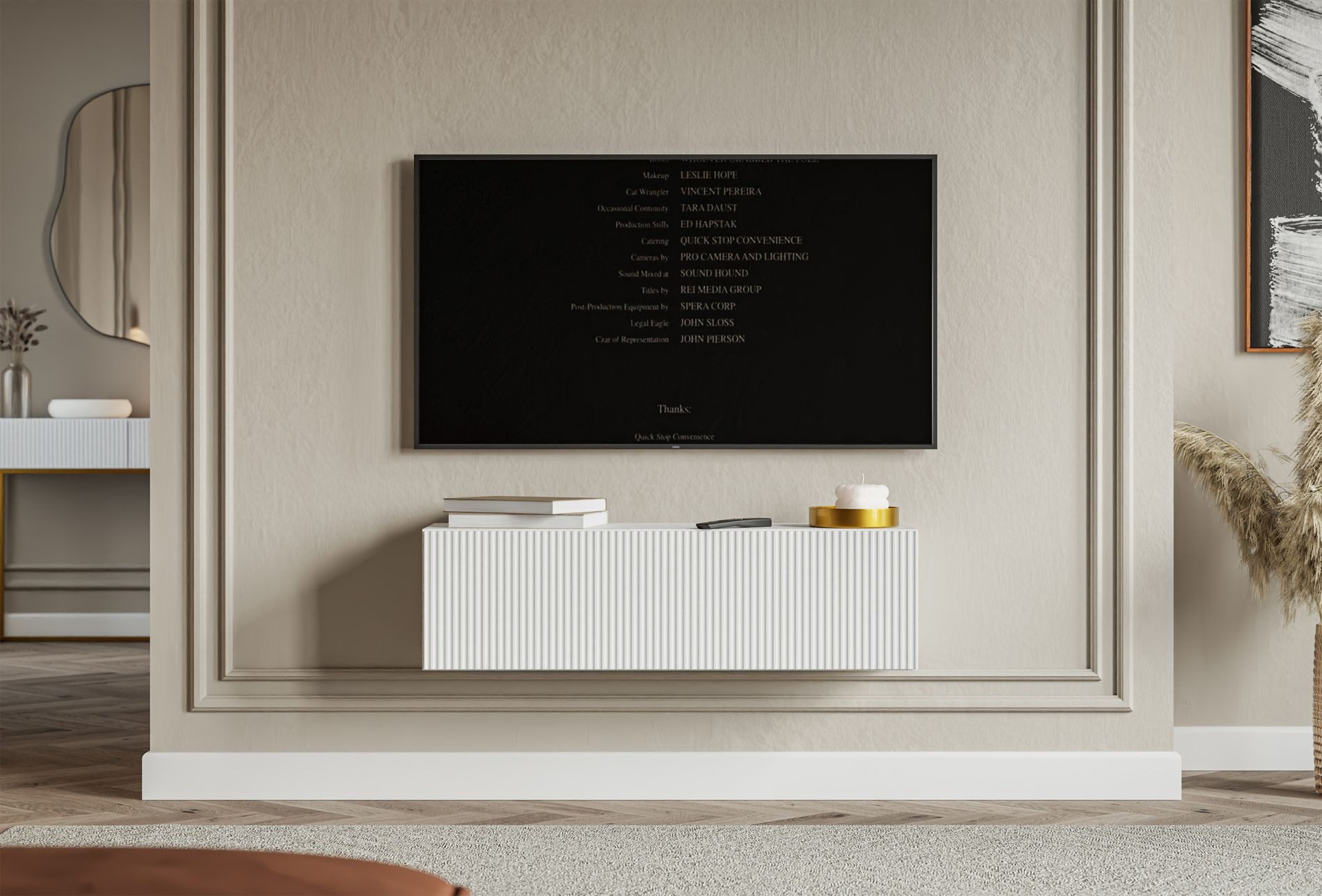 Selsey TV-Schrank VELDIO TV-Hängeboard mit Riffel-Optik, Schwebendes Design, 100 / 200 / 300 cm