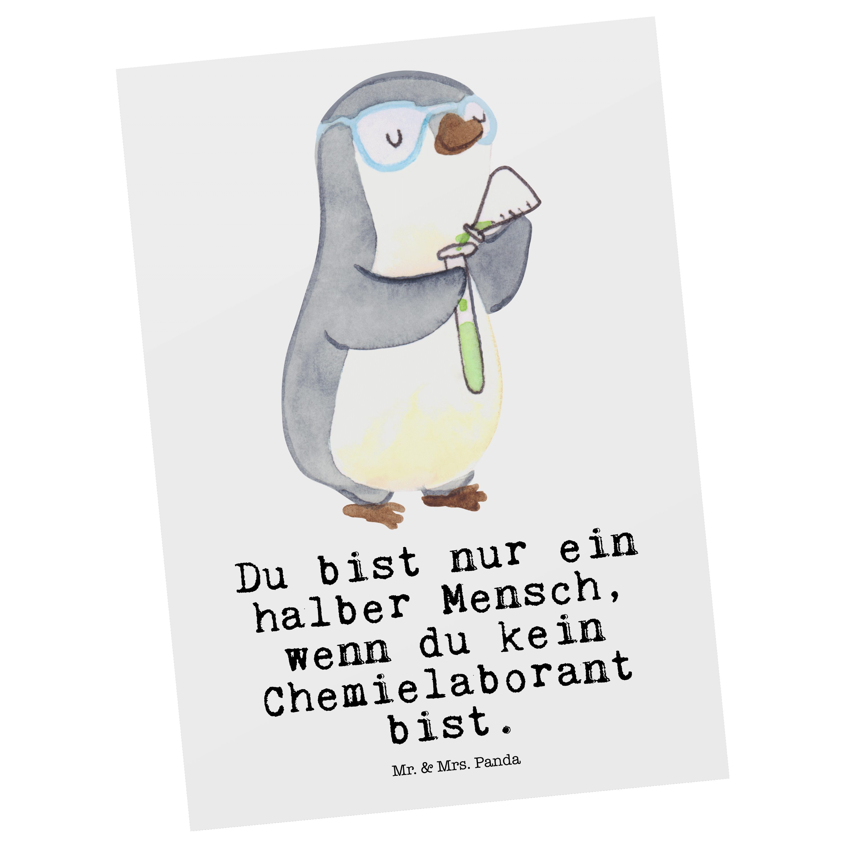 Geschenk, Panda - Chemielaborant Herz Postkarte Chemiker, mit E Geschenkkarte, & Weiß - Mr. Mrs.