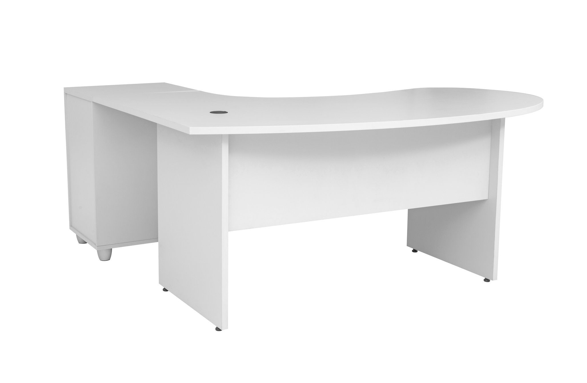 Furni24 Schreibtisch Winkelschreibtisch cm, Beistellcontainer Gela,Holzfuss,grau,180 inkl