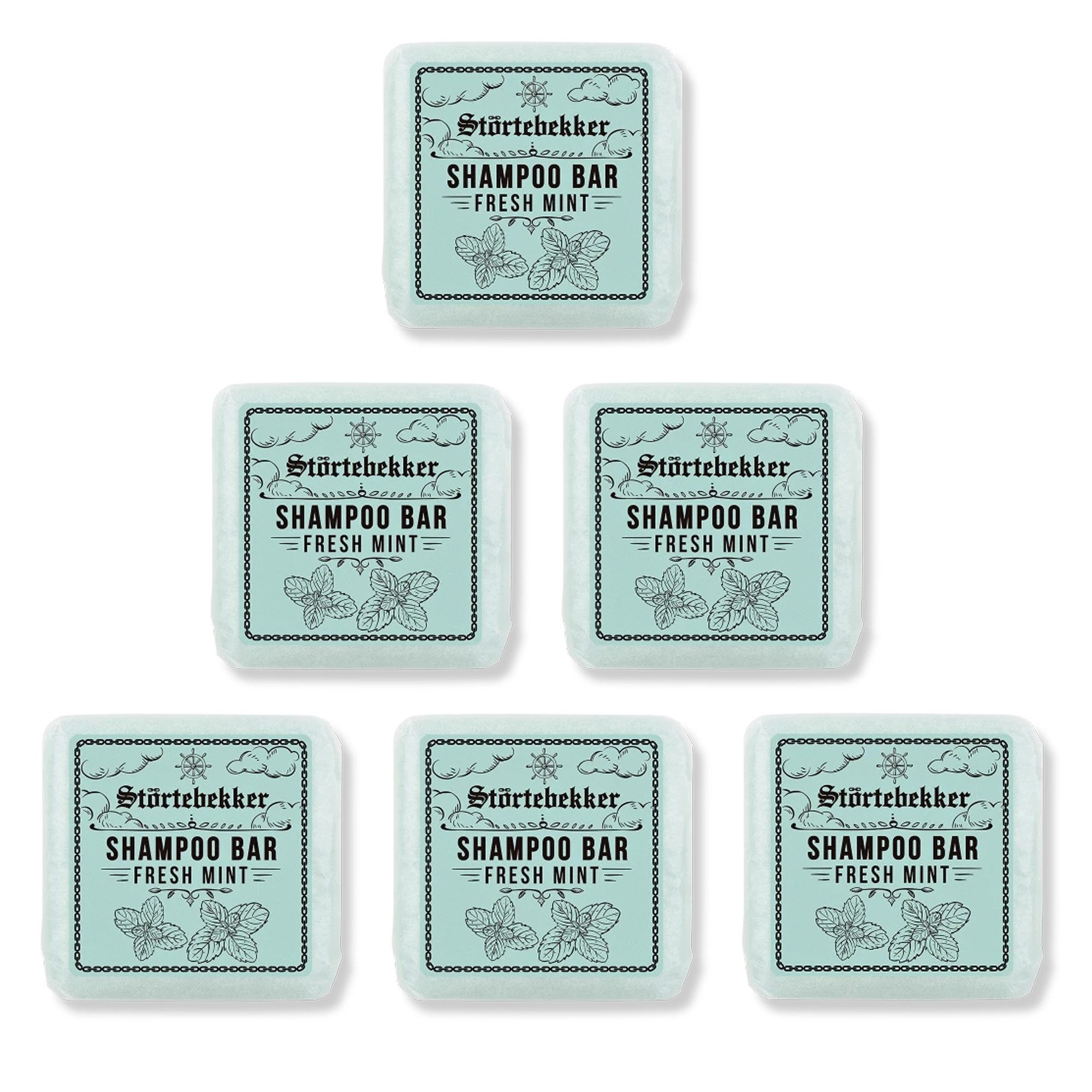 Störtebekker Festes Haarshampoo Fresh Mint, 6-tlg., Vegane & Nachhaltige Reinigung für Körper und Haar