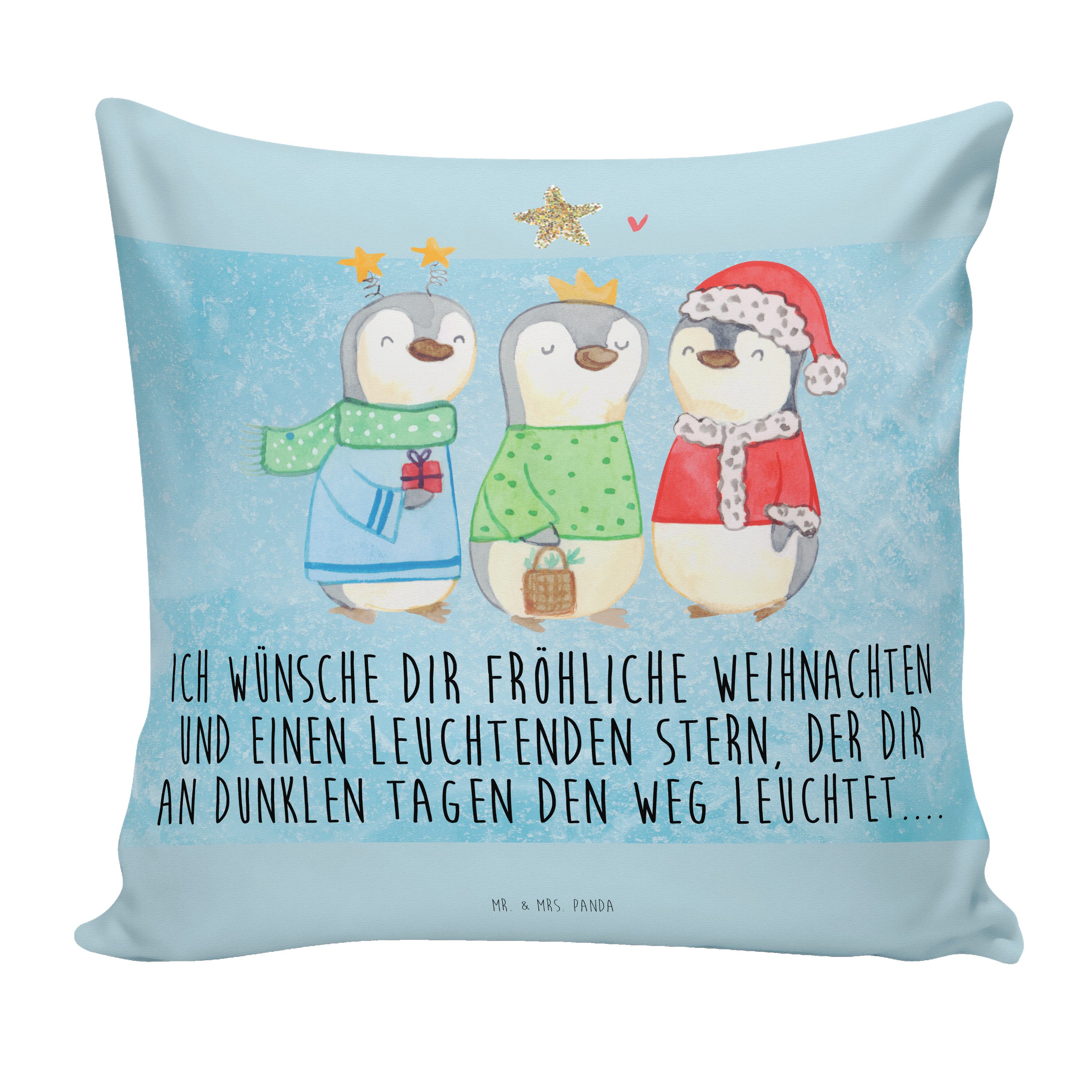 Mr. & Mrs. Panda Winterzeit Heilige - Könige drei Weih Dekokissen, - Geschenk, Dekokissen Eisblau