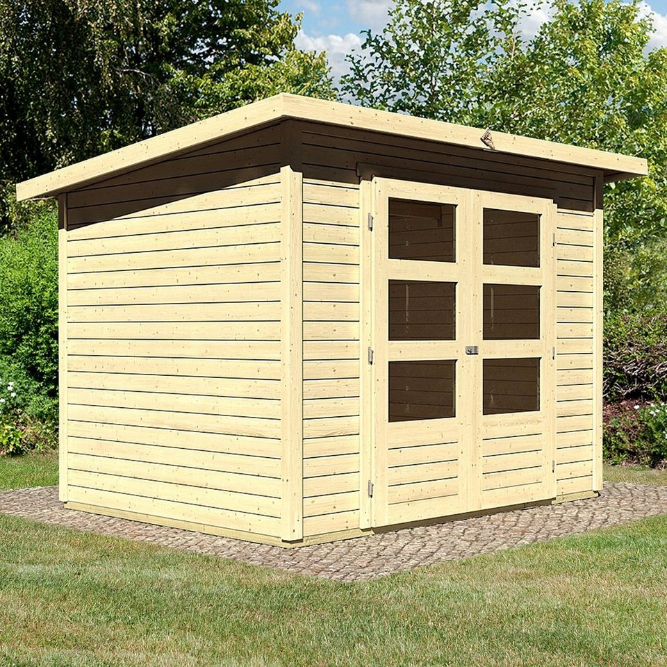 KONIFERA Gartenhaus »Chiemsee 3«, BxT: 282×210 cm, (Set), naturbelassen, terragrau oder anthrazit