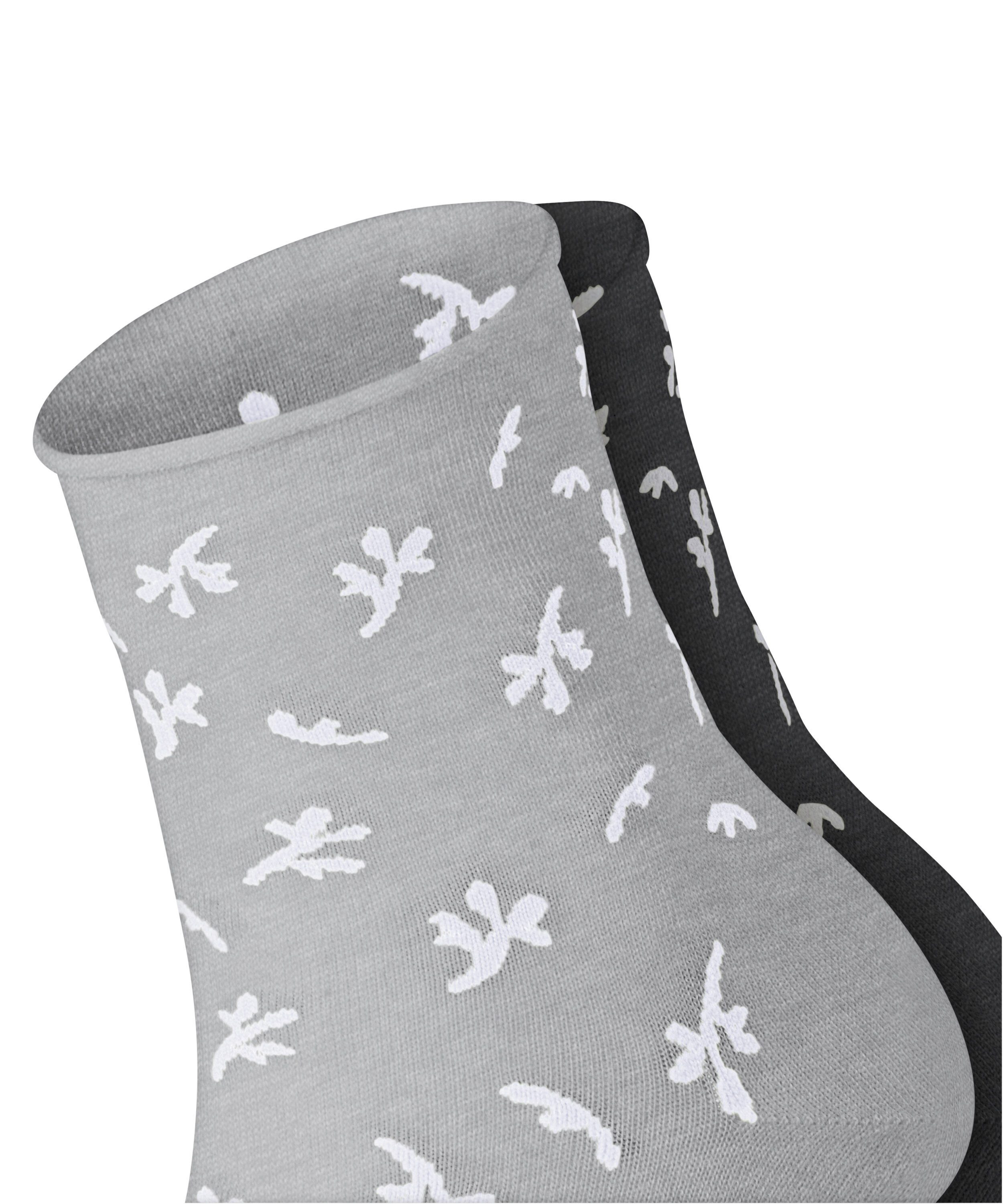 Esprit Kurzsocken Twig (2 Paar) mit kleinem Rollrand, florales Muster – Bild 4 von 5