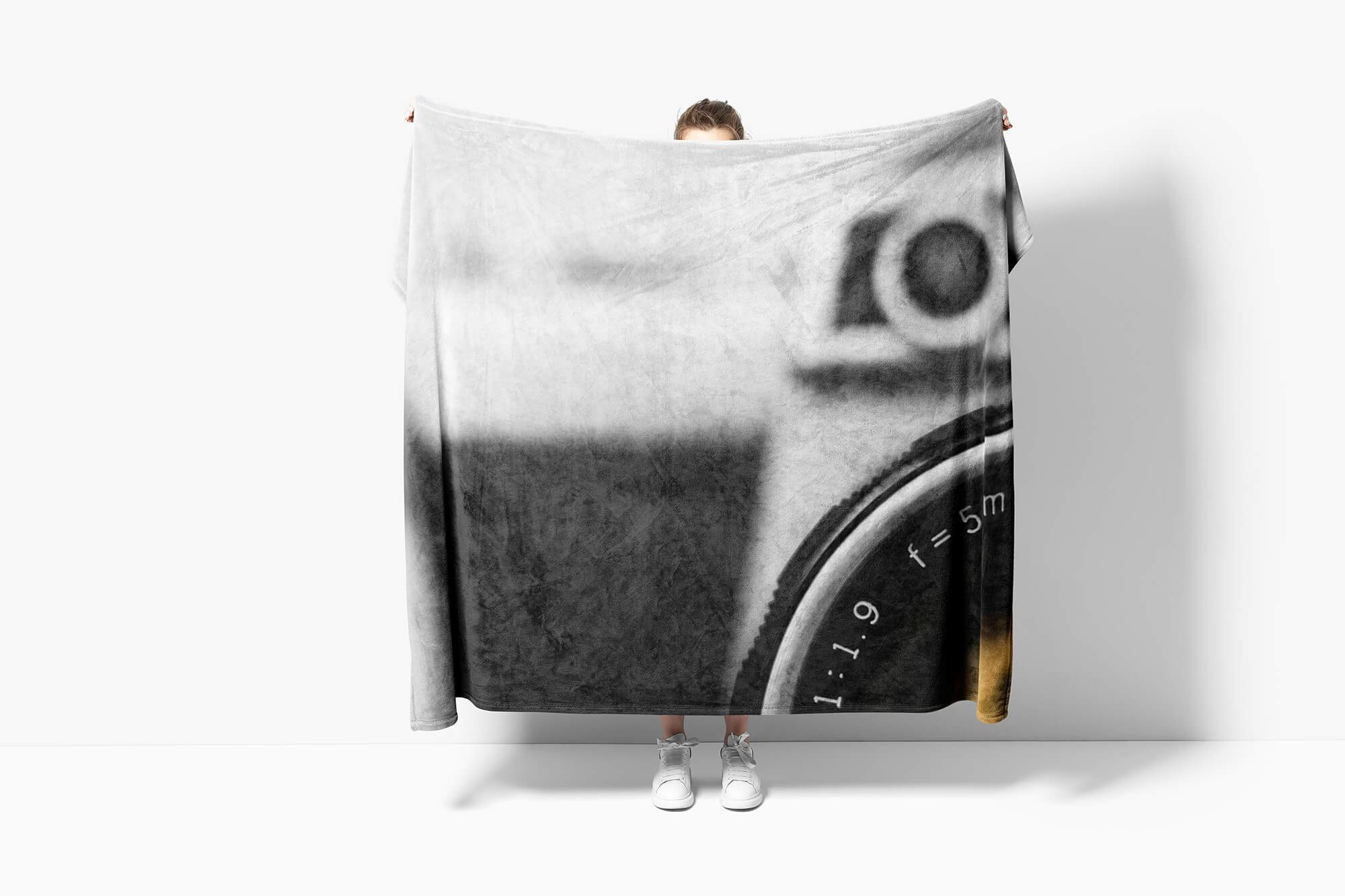 Strandhandtuch Art (1-St), alte Baumwolle-Polyester-Mix Handtuch Handtuch Saunatuch mit Sinus Handtücher Kamera Kuscheldecke Objekt, Fotomotiv