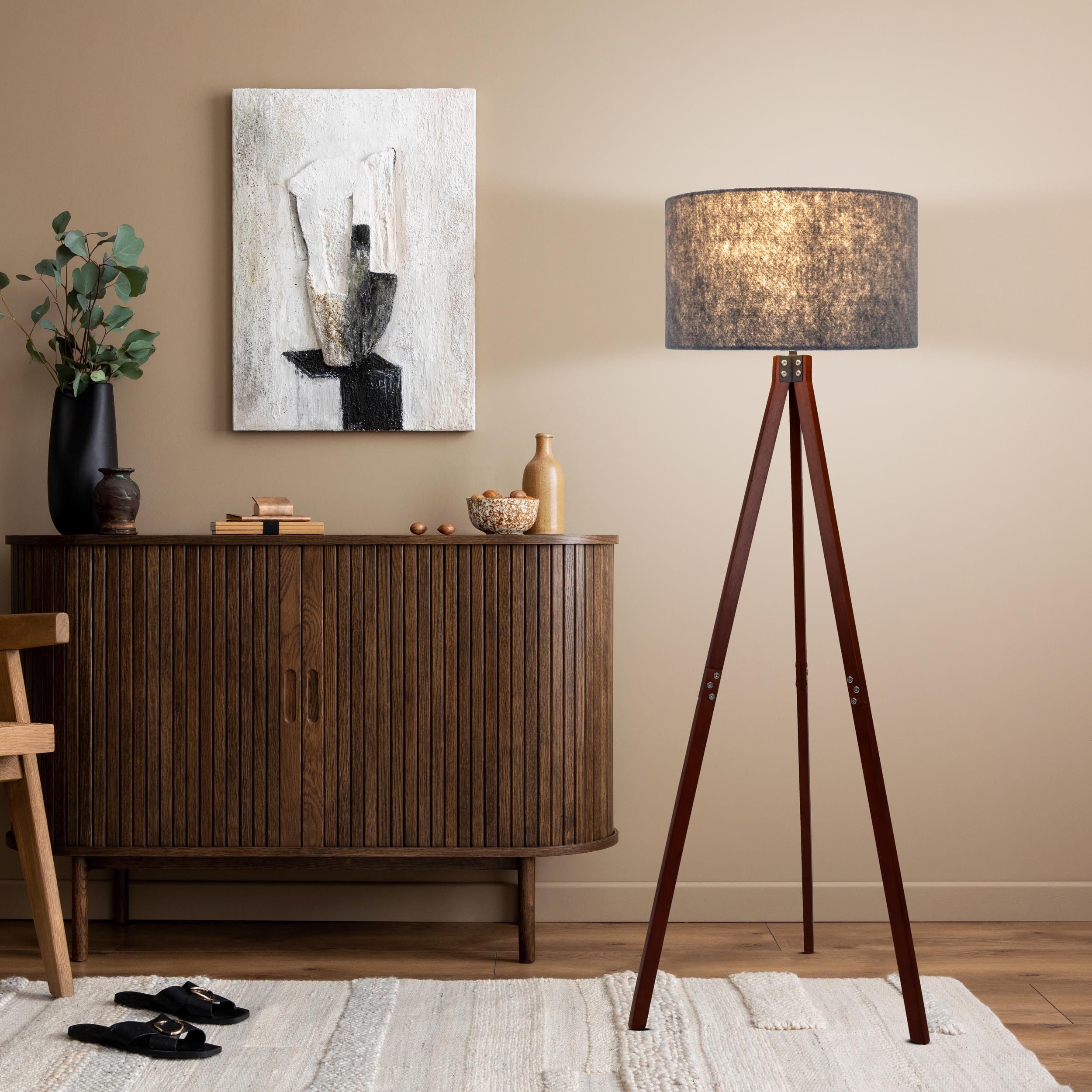 näve Stehlampe Stehleuchte "FILCO" braun/grau H: 147 cm, ohne Leuchtmittel, Inkl. Zuleitung ca. 180 cm / weiß;
