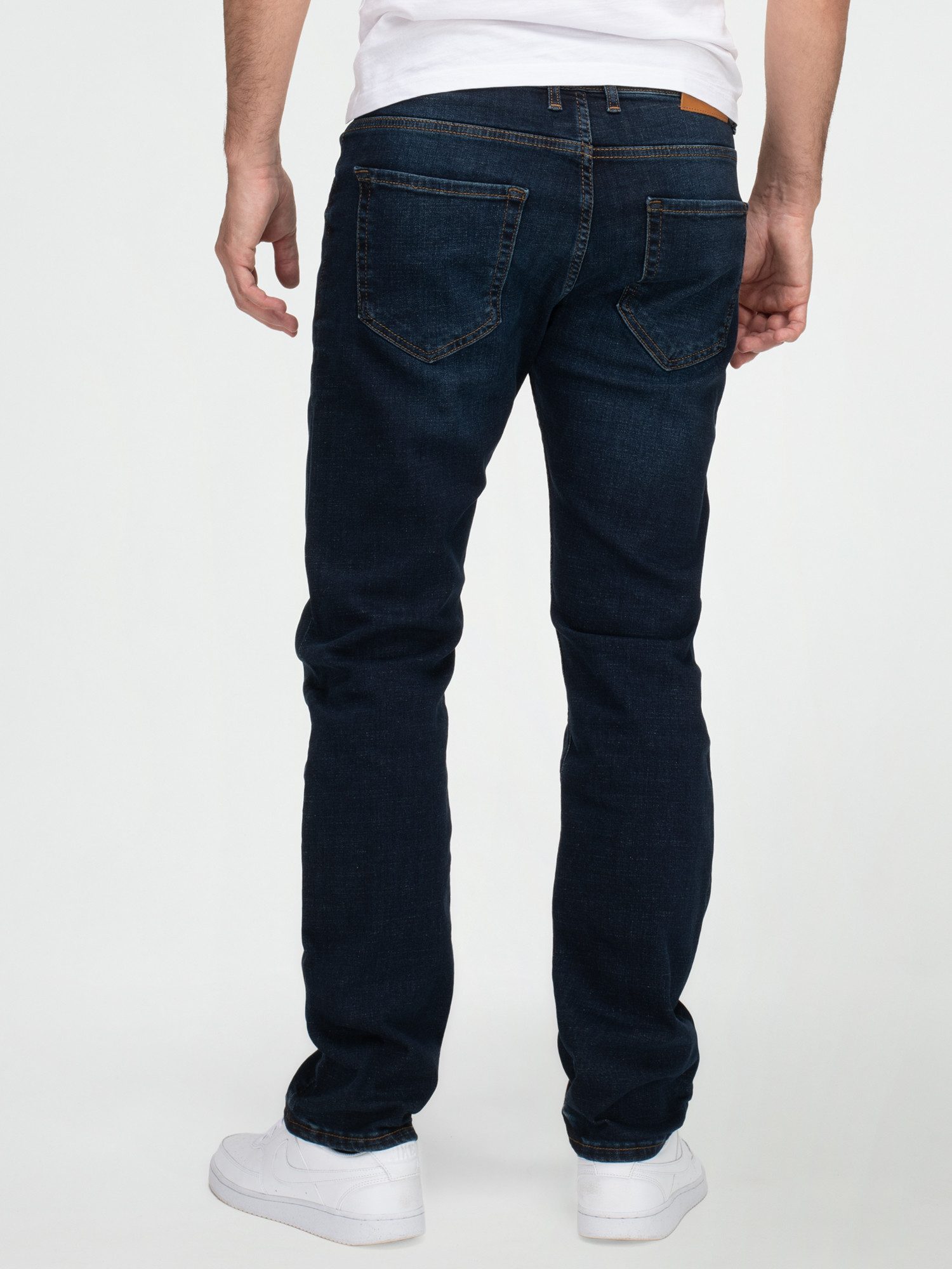 Lorenzo Loren Straight-Jeans Jeans Herren Dunkelblau Stonewashed LL-4022 – Bild 3 von 5