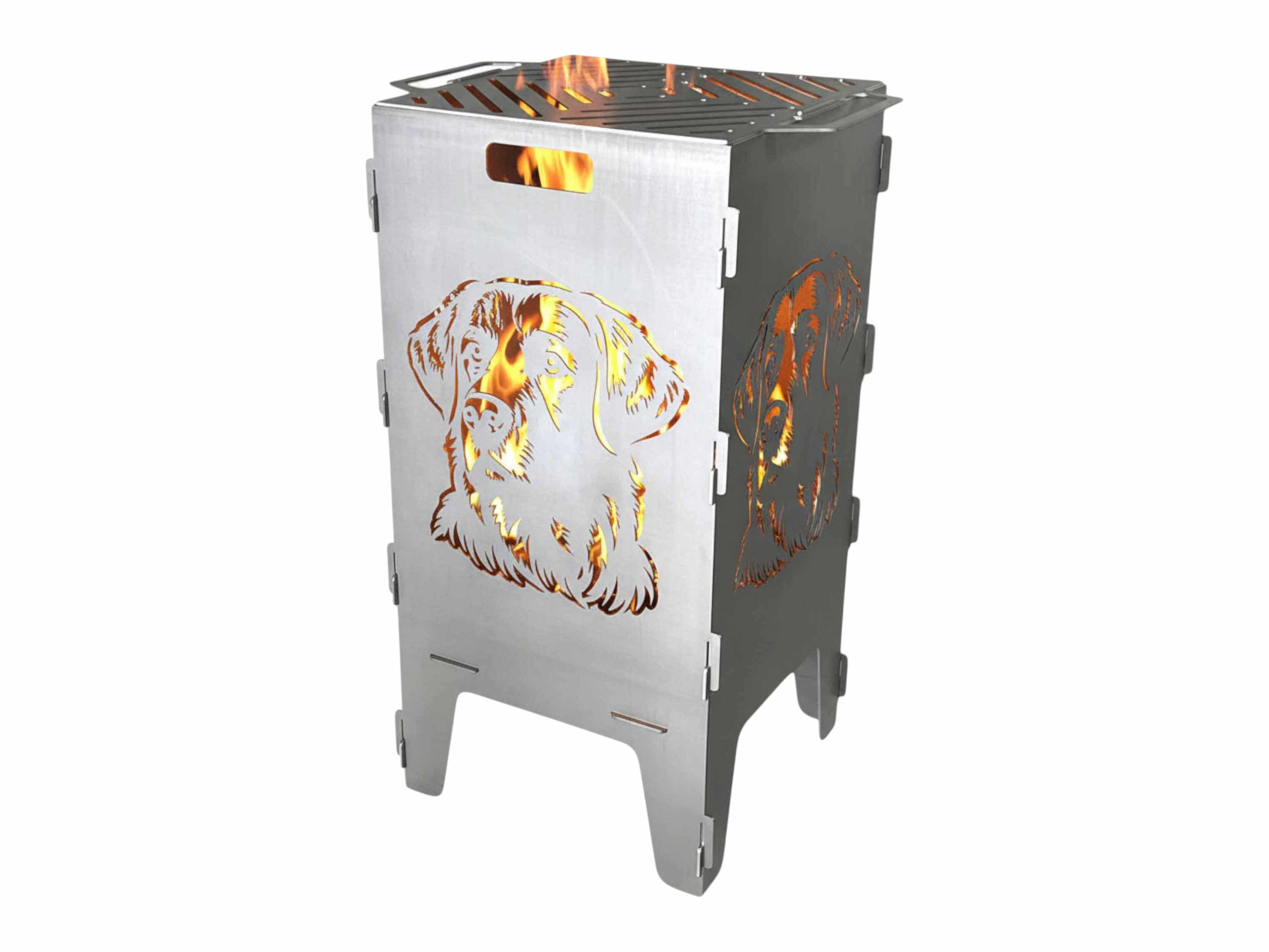net-selling24 Feuerkorb, (2-St), Motiv Labrador Retriever mit Grillrost 3mm Stahl
