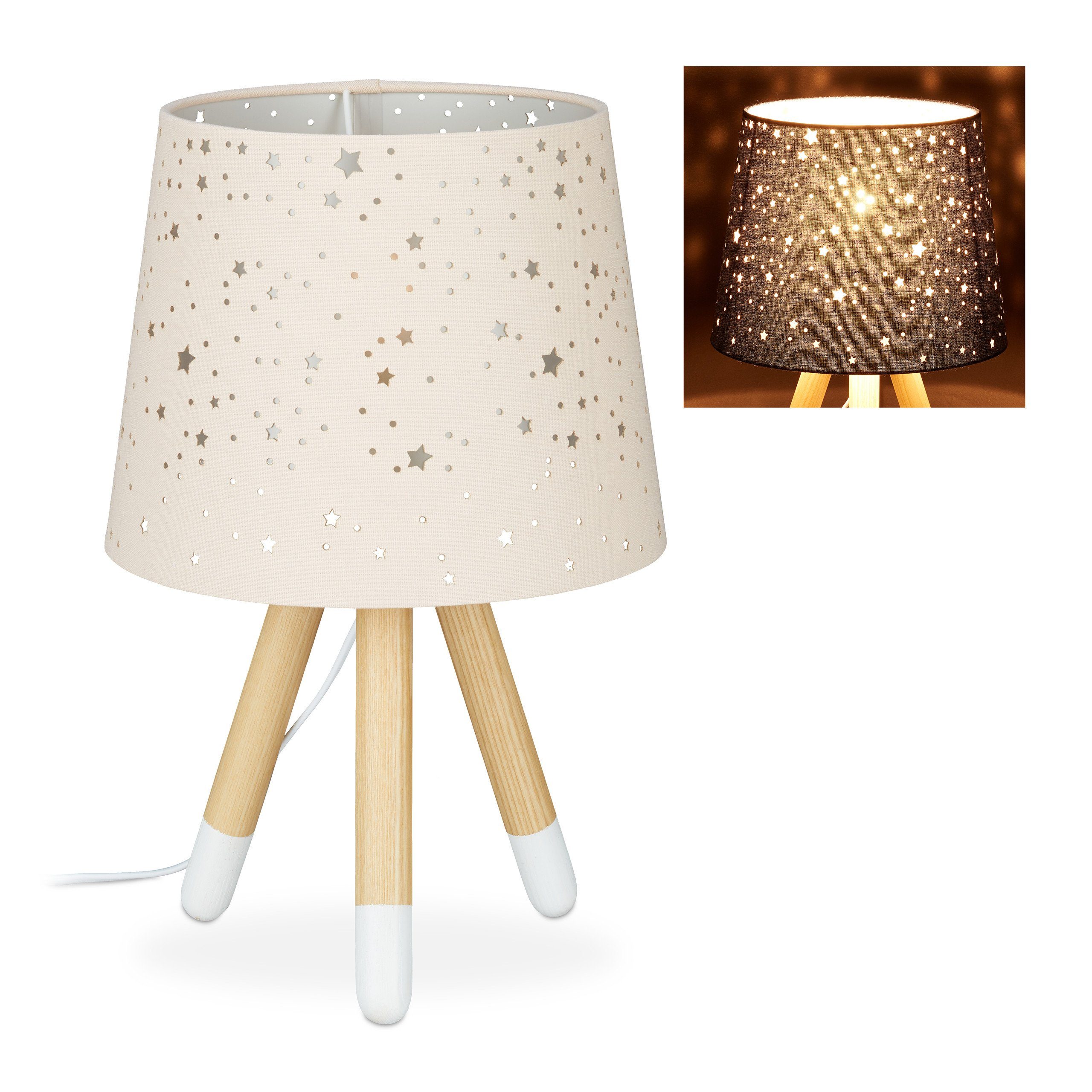 relaxdays Tischleuchte Tischlampe Kinderzimmer Sterne, Rosa günstig online kaufen