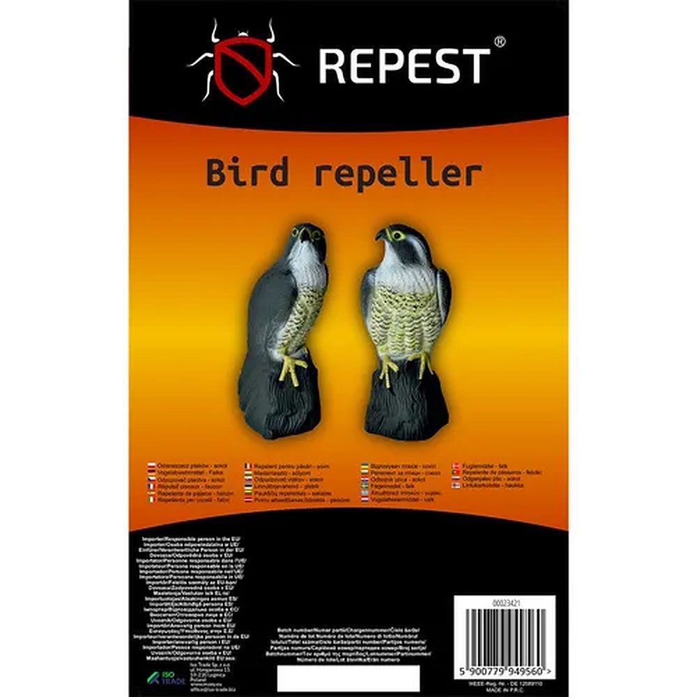 Repest Tierabwehr-Attrappe Falkenattrappe Vogelscheuche, (Spar-Set, 1-St., 17,5x17,5x40 cm robust), Realistisch, wetterfest, UV-beständig, beschwerbar