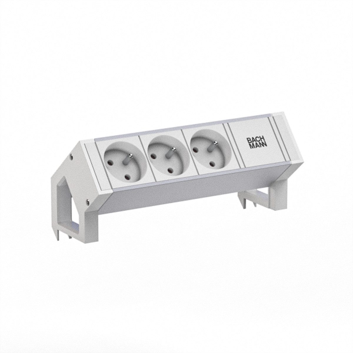 Bachmann DESK2 ALU WHITE 3xUTE 0,2m GST18 RAL9010 Розеткиleiste (Kabellänge 0.2 m)