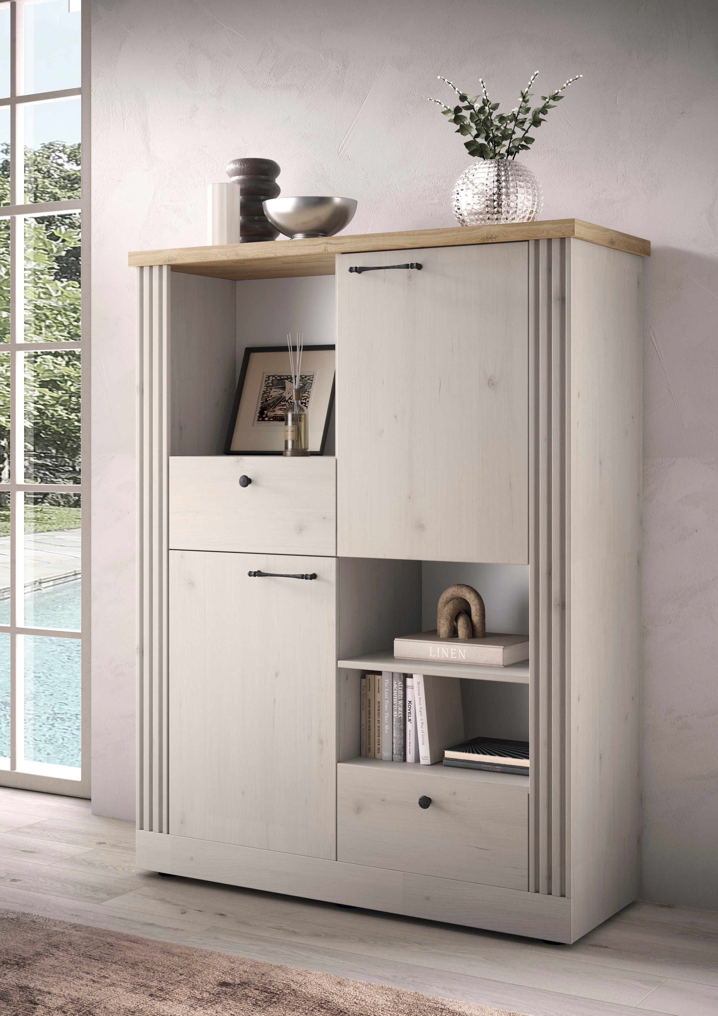 Home affaire Highboard Country Höhe 160 cm u. Breite 118 cm, Kommode 2 Türe günstig online kaufen