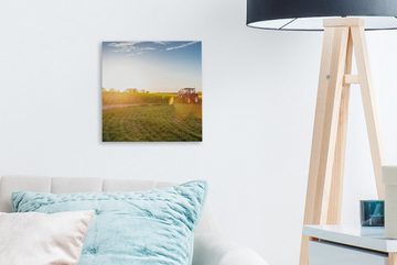 OneMillionCanvasses® Leinwandbild Traktor - Gras - Sonnenuntergang, (1 St), Leinwand Bilder für Wohnzimmer Schlafzimmer