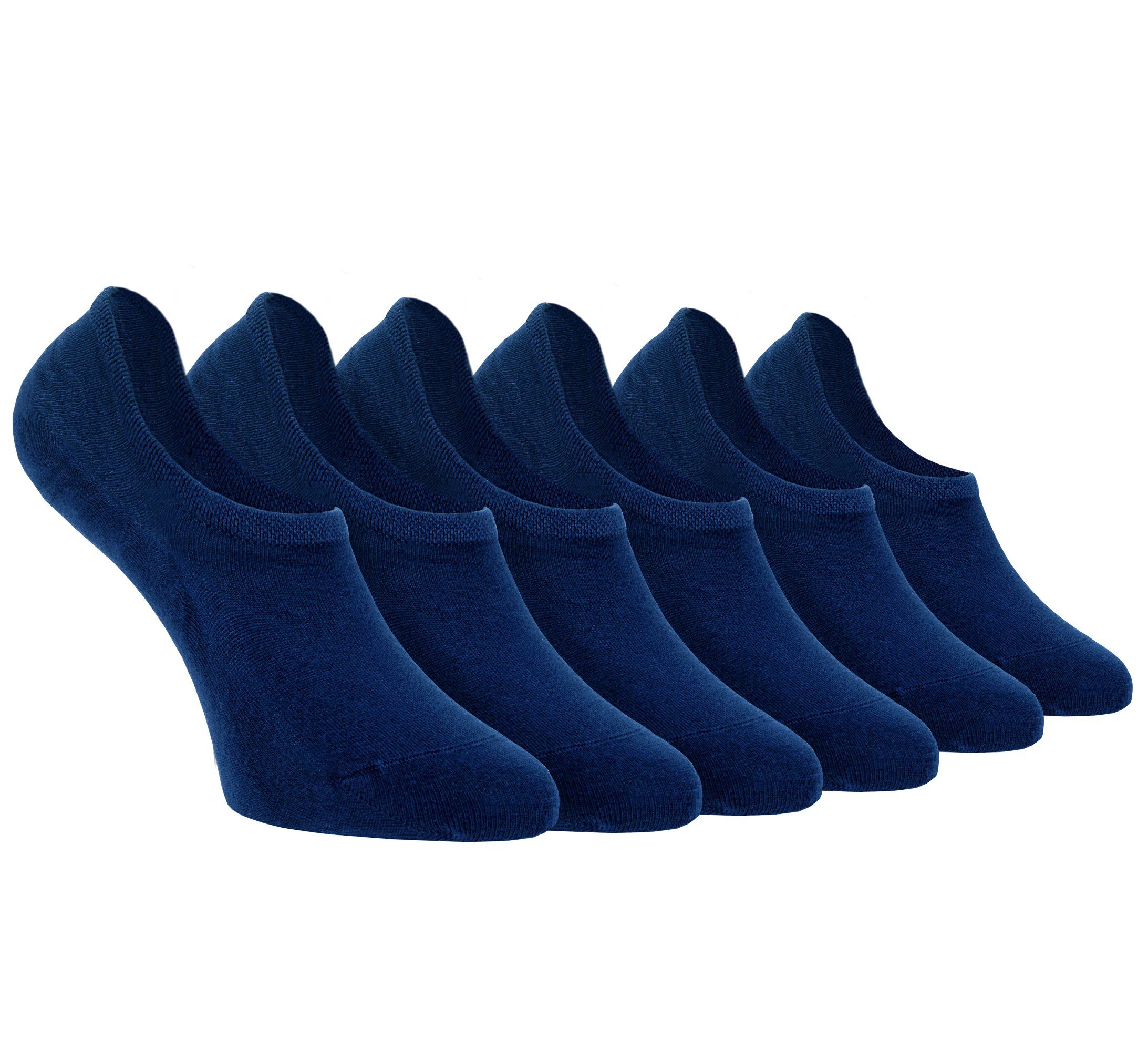 NoblesBox Kurzsocken No-Show Socken (Box, 6-Paar) Bambussocken Blau