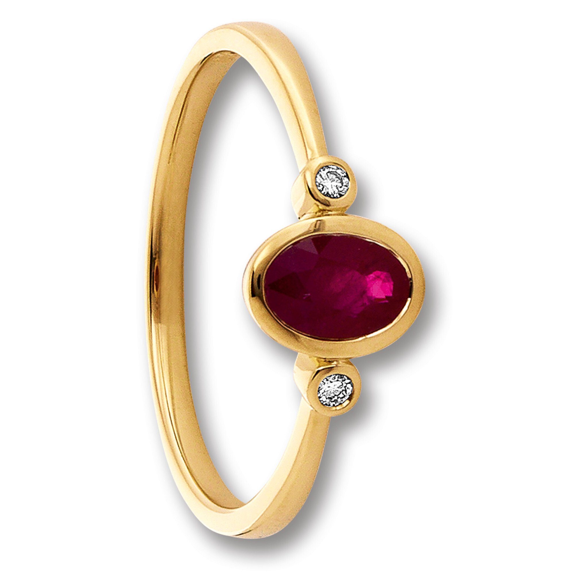 ONE ELEMENT Diamantring 0.02 ct Diamant Brillant Rubin Ring aus 585 Gelbgold, Damen Gold Schmuck