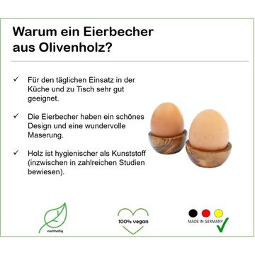 Olivenholz-erleben Eierbecher 6 Eierbecher PICCOLO aus Olivenholz, (6-tlg., 6 Eierbecher), antibakterielle Wirkung, hygienischer als Kunststoff
