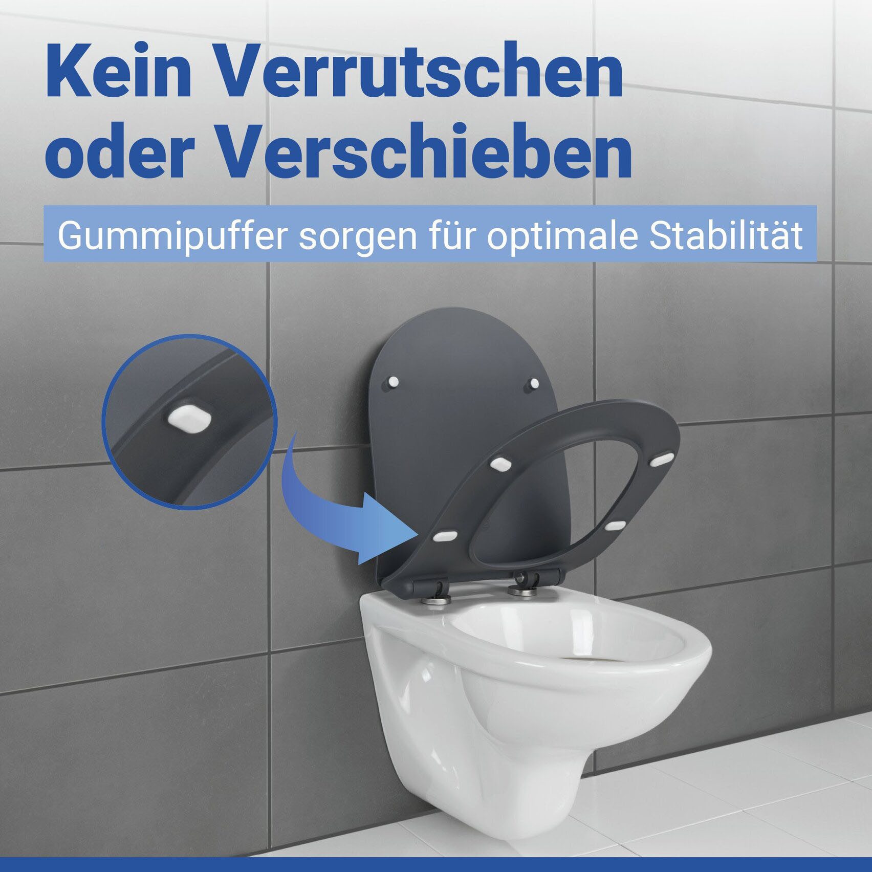 WENKO WC-Sitz Sedilo matt Schwarz (1-St), aus Duroplast, mit Absenkautomatik – Bild 4 von 5