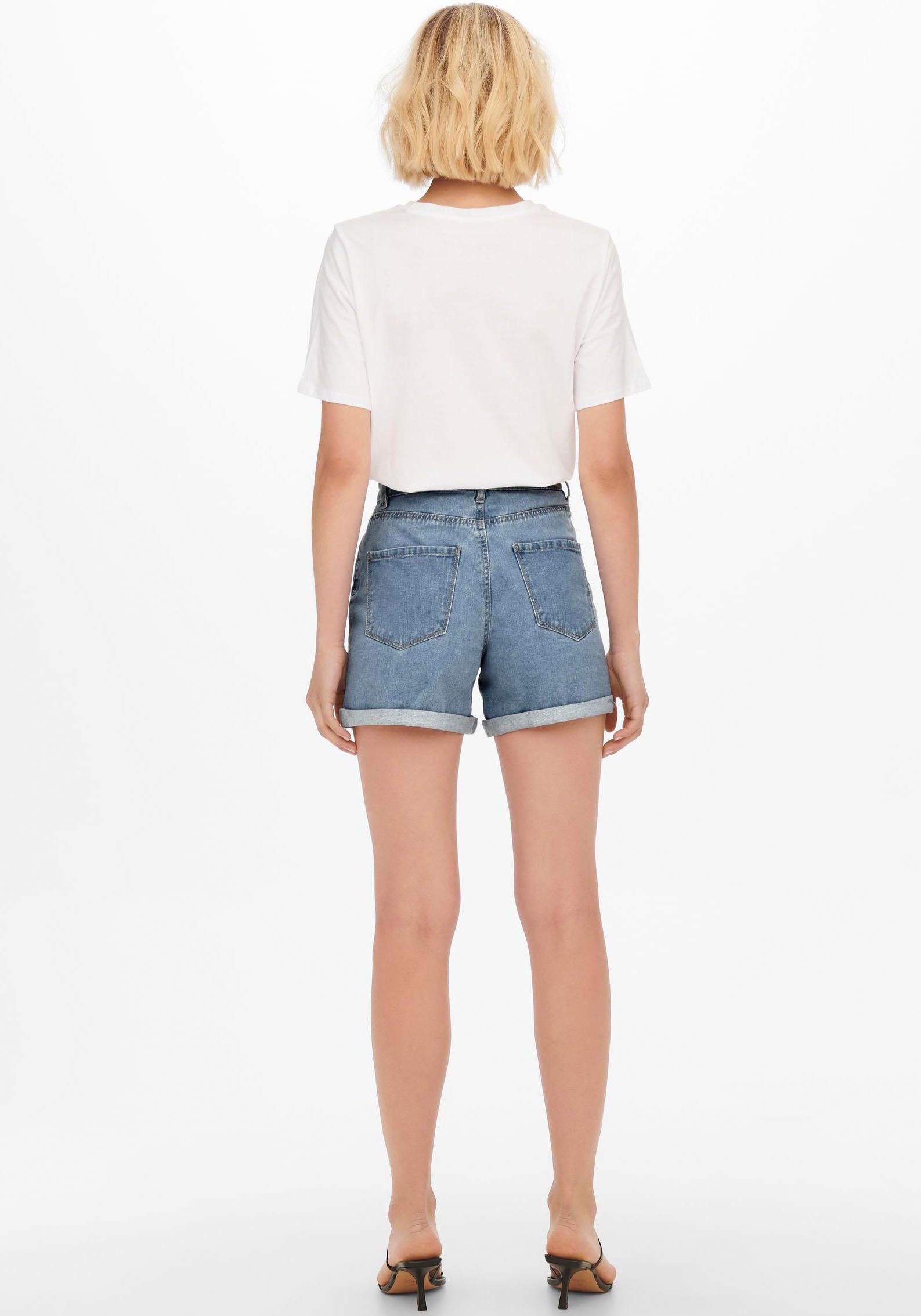 ONLY Jeansshorts ONLVEGA – Jeansshorts mit hohem Bund und Aufschlag Baumwolle, regular fit, High Waist