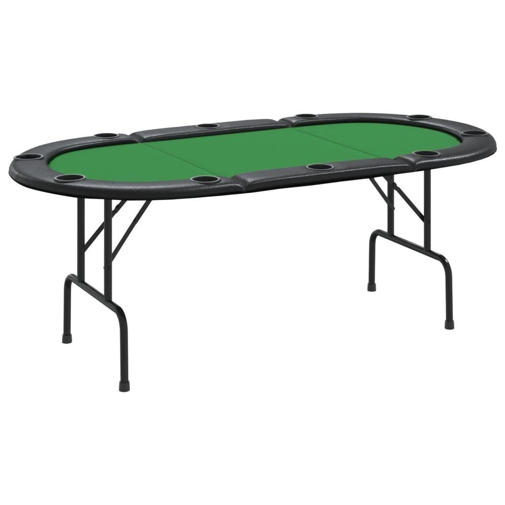 vidaXL Spieltisch Pokertisch Klappbar 10 Spieler Grün 206x106x75 cm, (1-tlg)