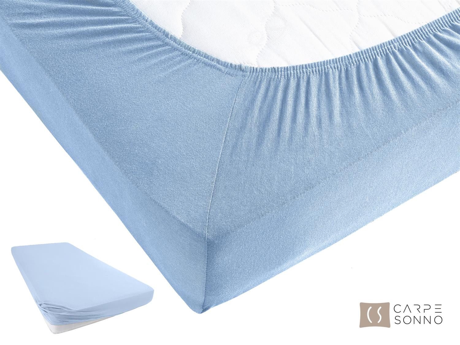 Carpe Sonno Spannbettlaken Jersey 90x200 100x200 120x200 140x200 160x200 180x200 200x200 70x140, Jersey, Gummizug: rundum, (1 Stück), Baumwoll Babybett Spannbettlaken 70x140 Baby Laken Hellblau