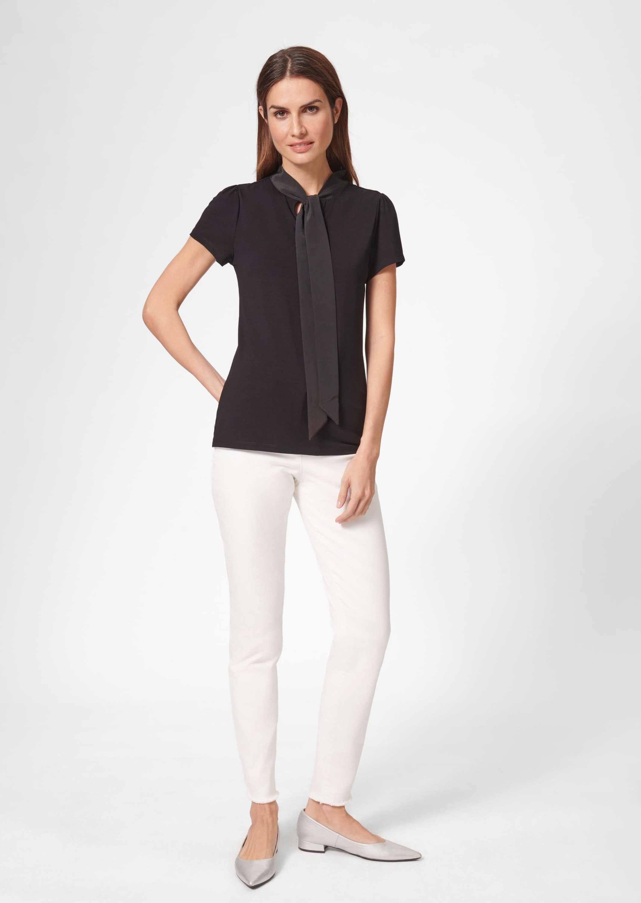 MADELEINE Kurzarmshirt Kurzarmoberteil mit Schluppe Schickes Blusenshirt mi günstig online kaufen