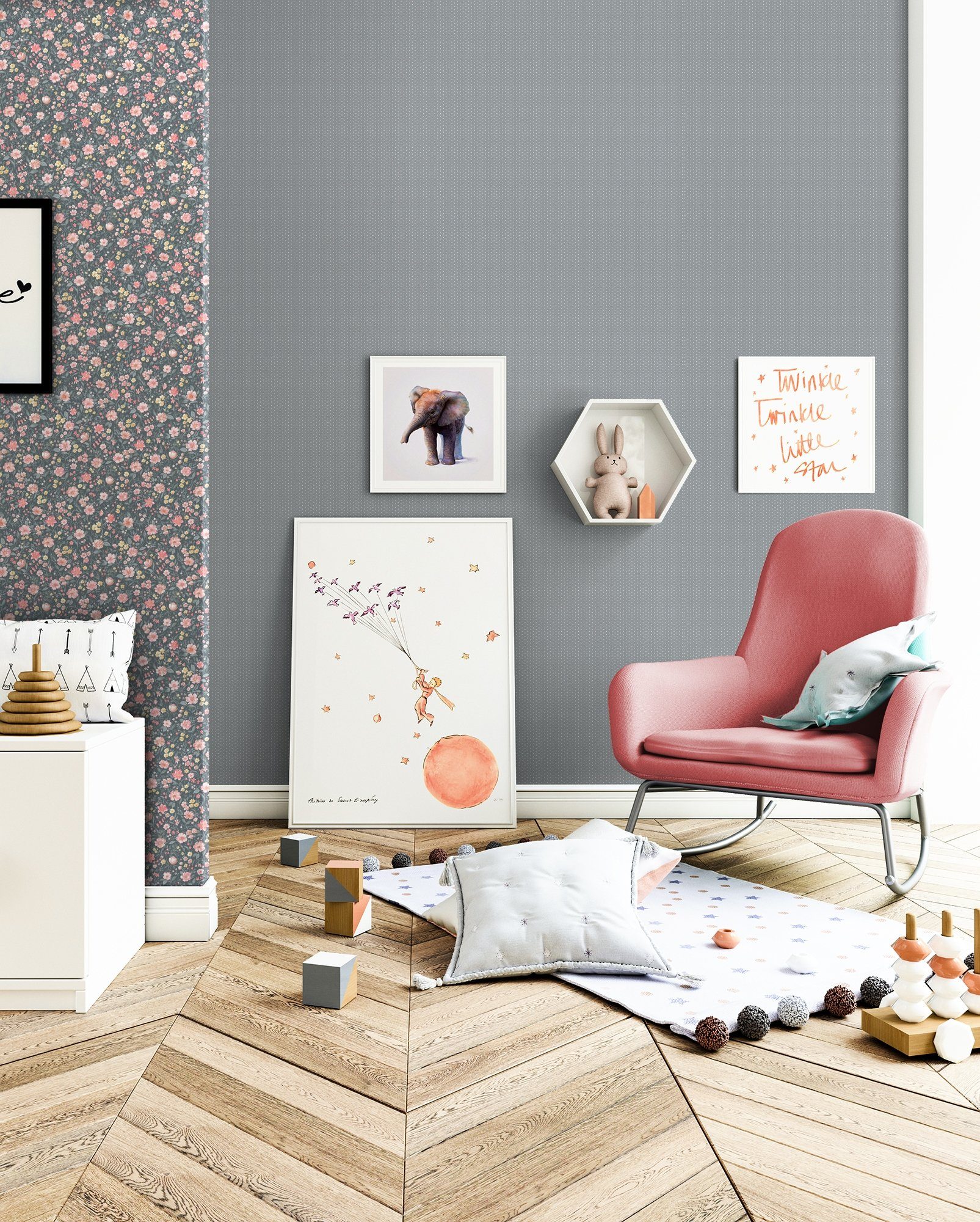 Newroom Vliestapete Lavea Punkte Anthrazit Tapete Punktetapete Punkte,Pünktchen,Polkadot, Grau Tapete Landhaus Punkte - Punktetapete Weiß Romantisch Modern Pünktchen Polkadot für Wohnzimmer Schlafzimmer Büro, modern