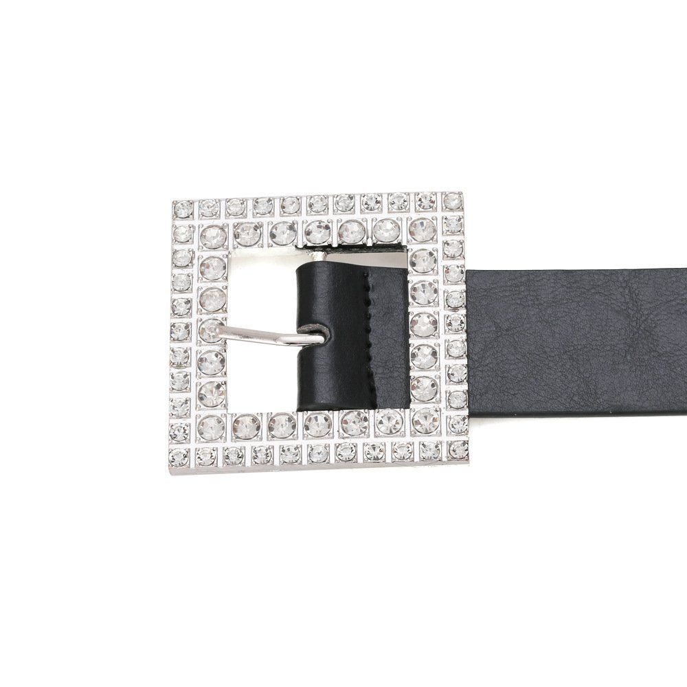 Invanter Ledergürtel Geometrische quadratische vielseitiges Legierung Weihnachtsgeschenke Geschenktasche Kleid 106cm, Gürtel inklusive Diamant