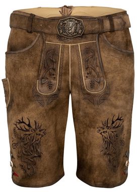 Spieth & Wensky Shorts Lederhose Nercel mit Hirschstickerei