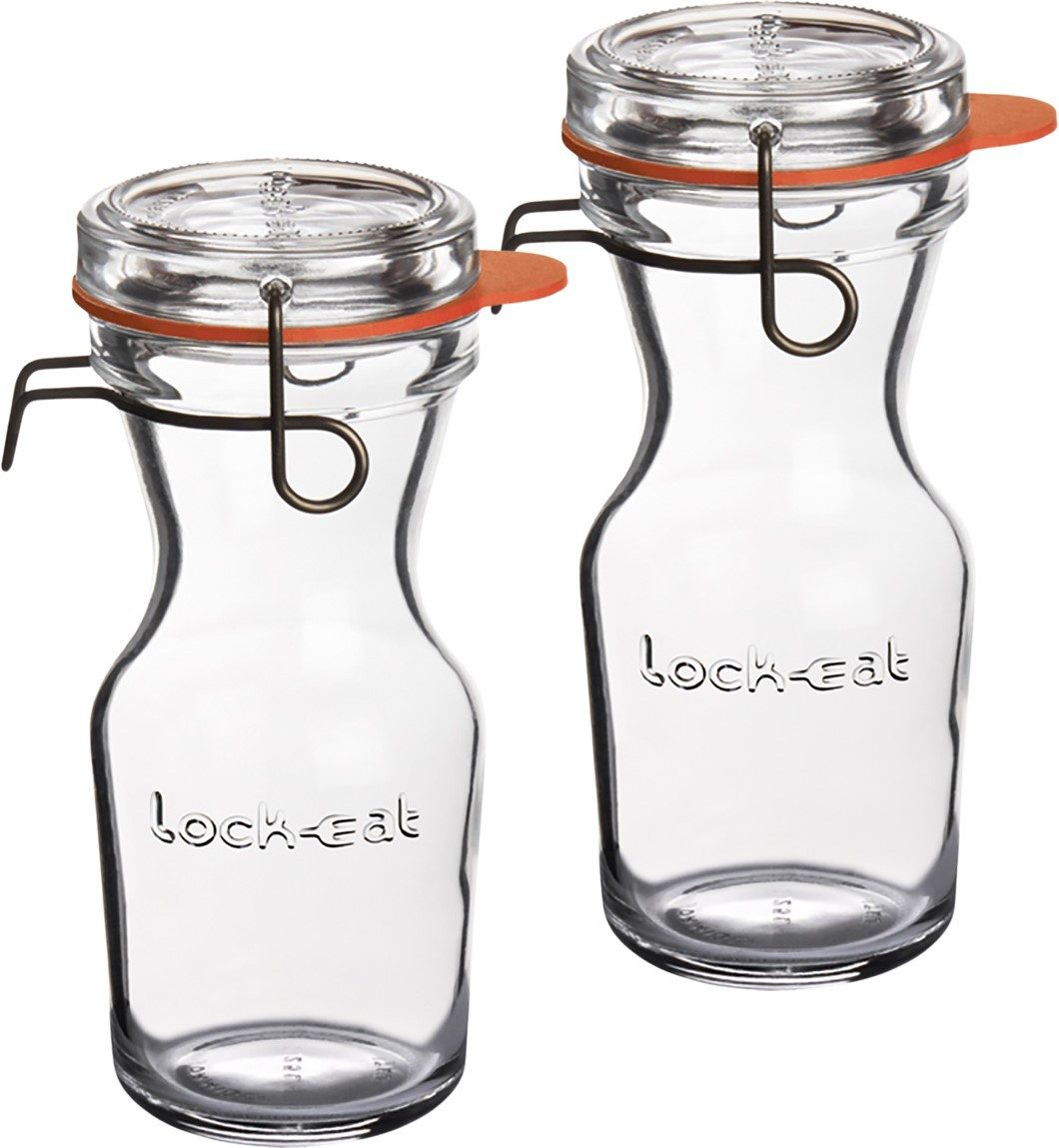 Karaffe Lock-Eat Flasche Glaskaraffe 25cl - 2 Stück - Smoothieflasche