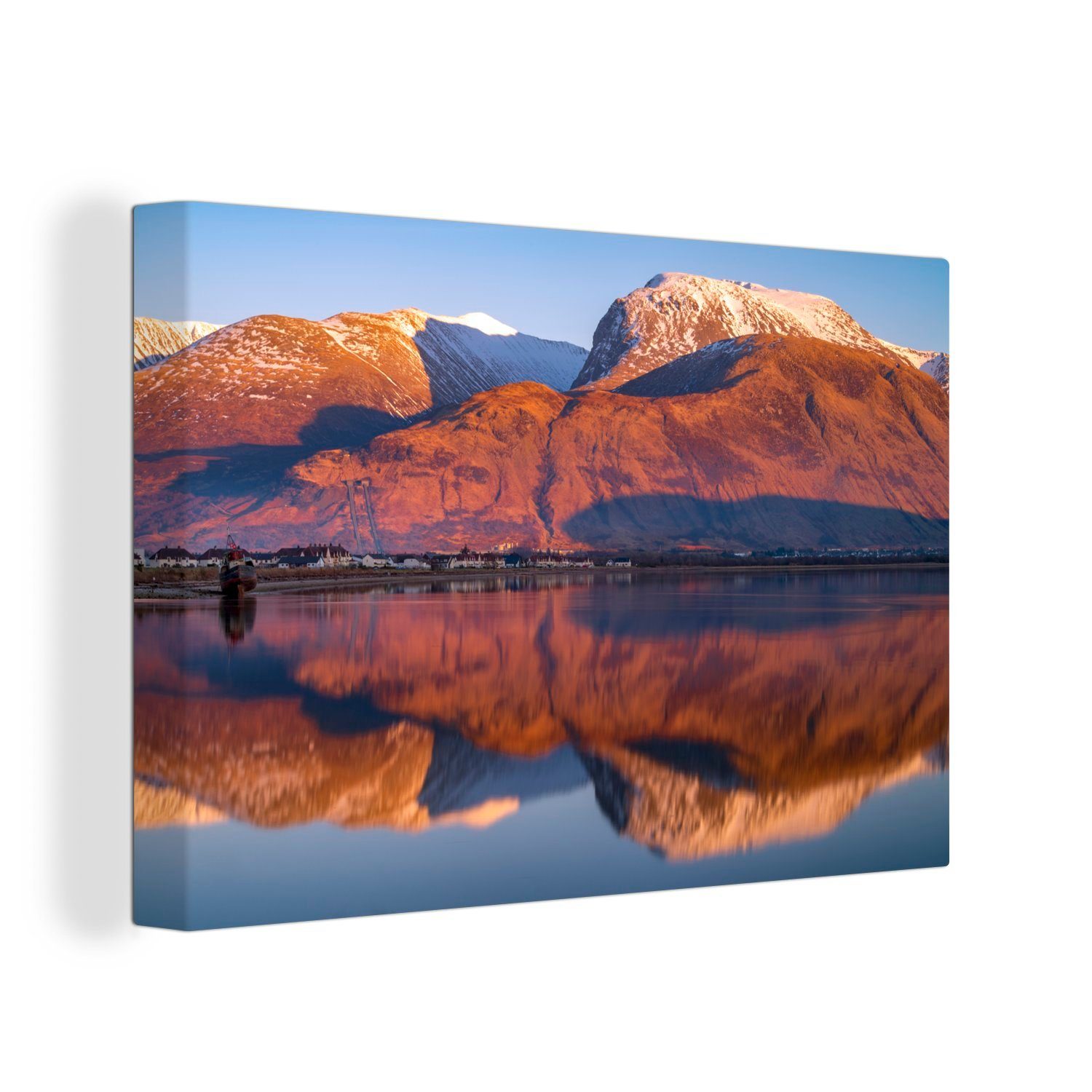 OneMillionCanvasses® Leinwandbild Spiegelung des Ben Nevis im Wasser, (1 St), Wandbild Leinwandbilder, Aufhängefertig, Wanddeko, 30x20 cm