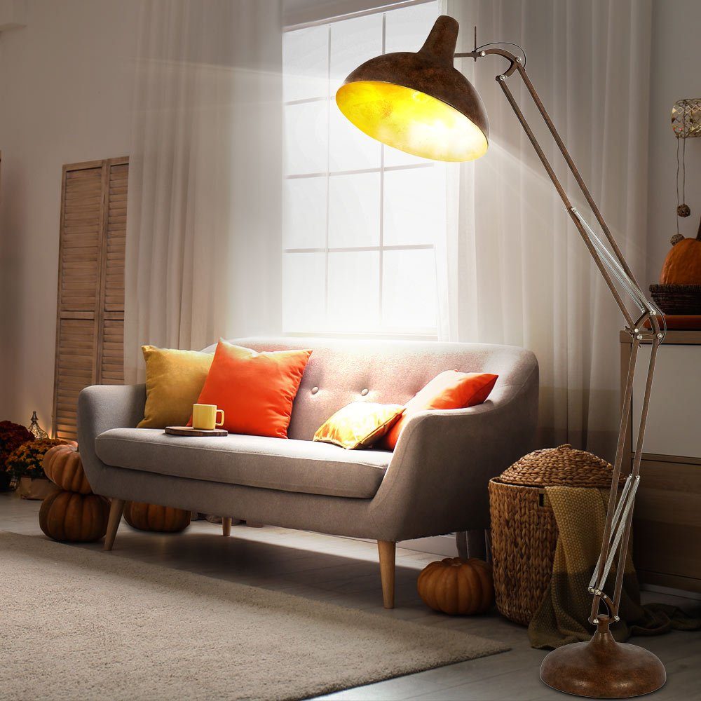 Stehlampe Wohnzimmerleuchte nicht Leuchtmittel rostfarben H cm LED 217 Leselampe, inklusive, Gelenke Globo