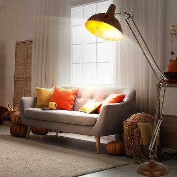 etc-shop LED Stehlampe, Leuchtmittel inklusive, Warmweiß, RETRO Steh Leuchte Wohn Zimmer rost gold Lampe Beleuchtung FILAMENT im