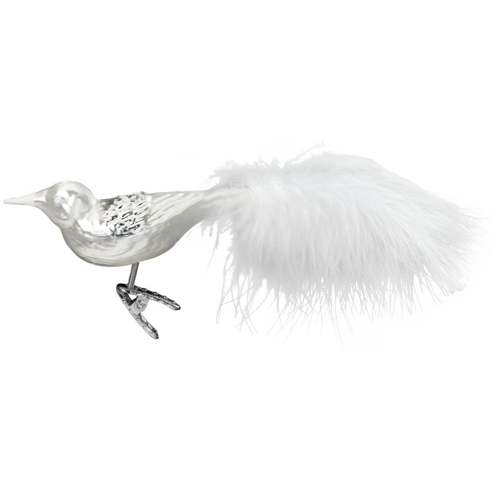 INGE-GLAS® Christbaumschmuck Silver Bird 11cm (1-tlg), mundgeblasen, handbemalt