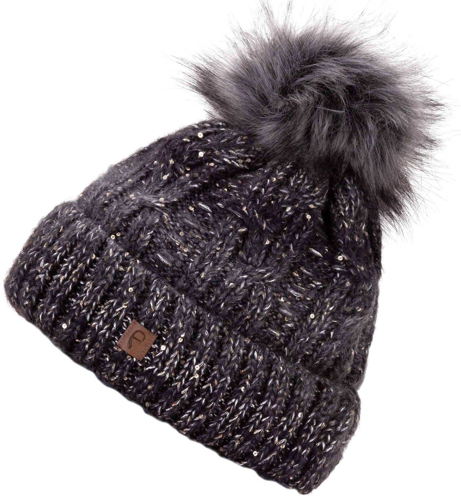 Faera Bommelmütze Wintermütze Damen Herren Mütze Beanie Haube gefüttert Bommelmütze