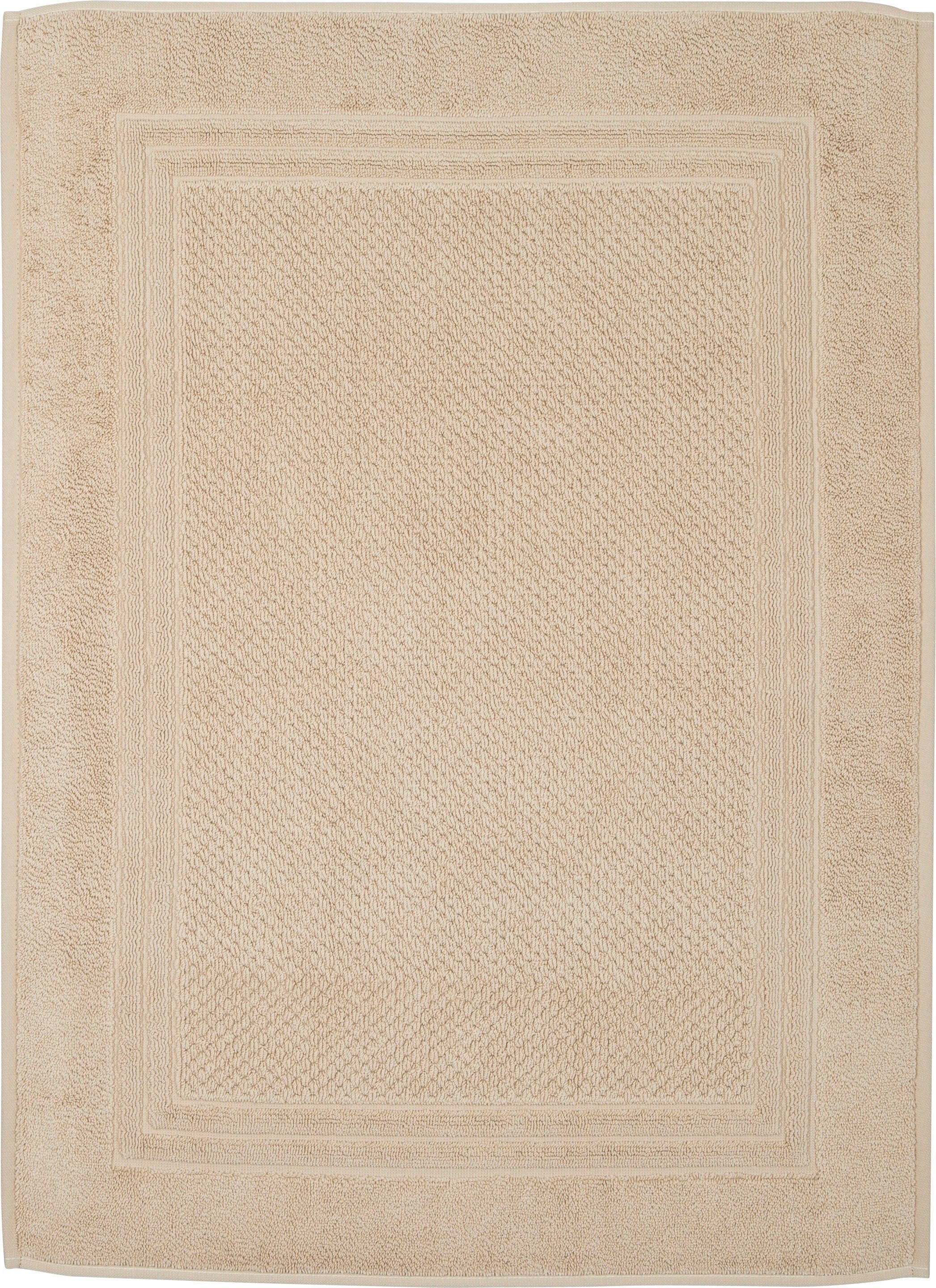 ROSS Duschmatte Unifond, Höhe 1 mm, strapazierfähig, fußbodenheizungsgeeignet, Baumwolle, rechteckig, Uni mit Bordüre, Badezimmerteppich, waschbar